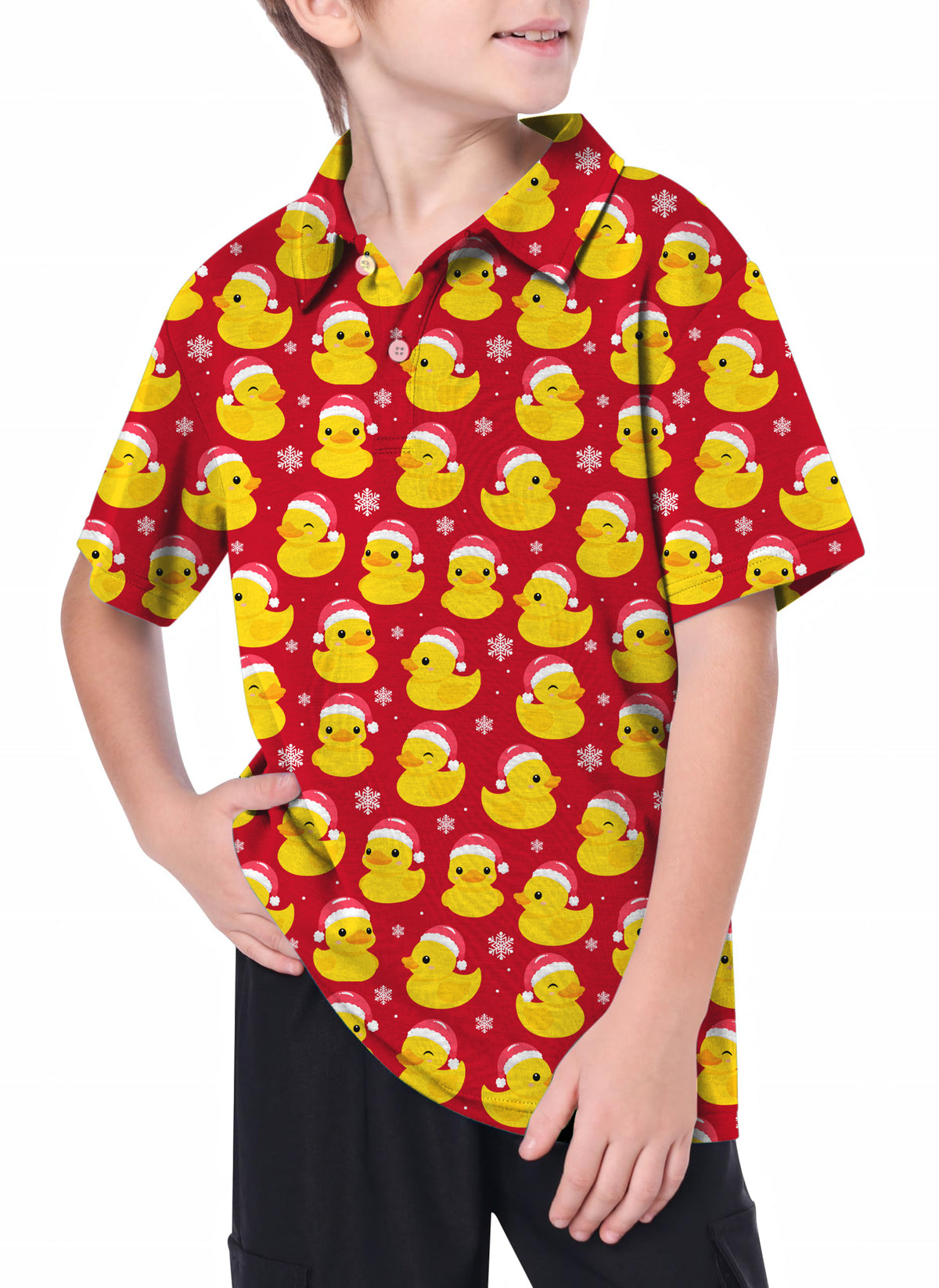 Youth Christmas Yellow Duck Golf Polo