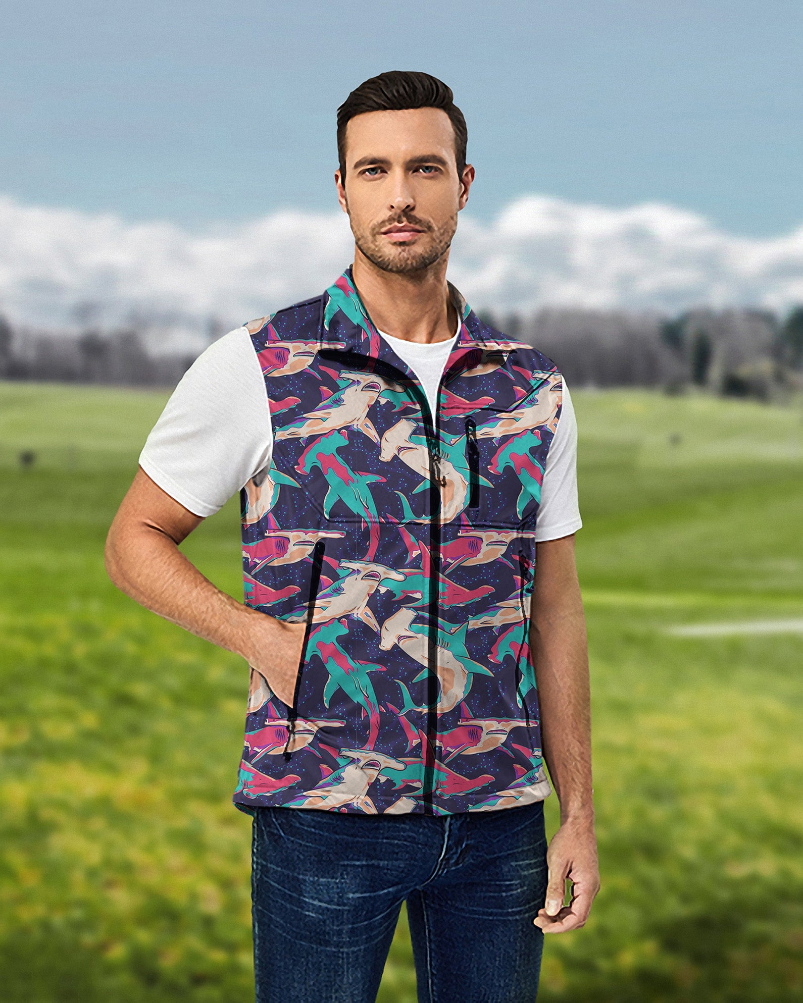 Men's Hammer Time Lightweight Softshell Vest Sleeveless Jacket for Golf