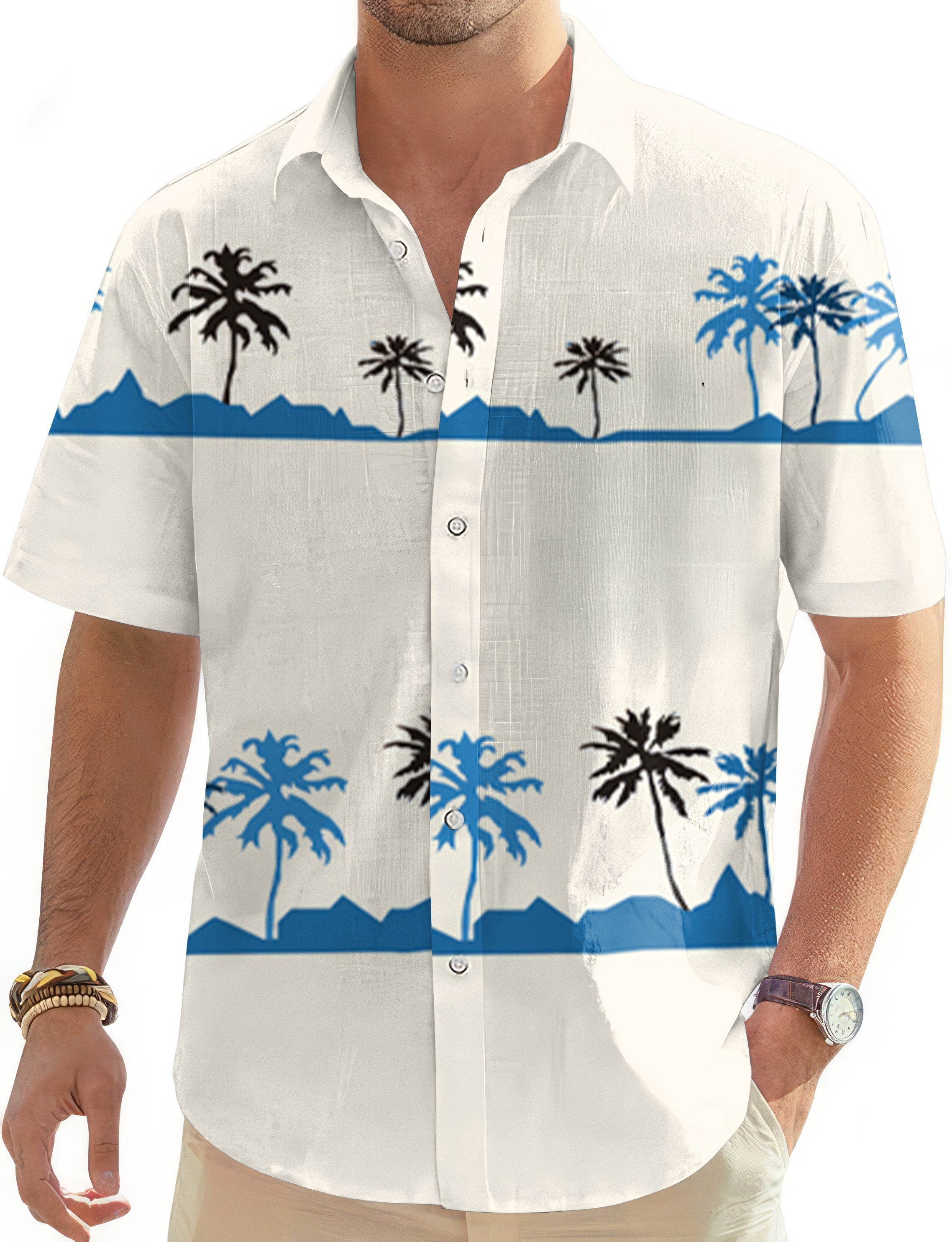 palm tree Men's Golf Hawaiian Shirts Button Down Shirt