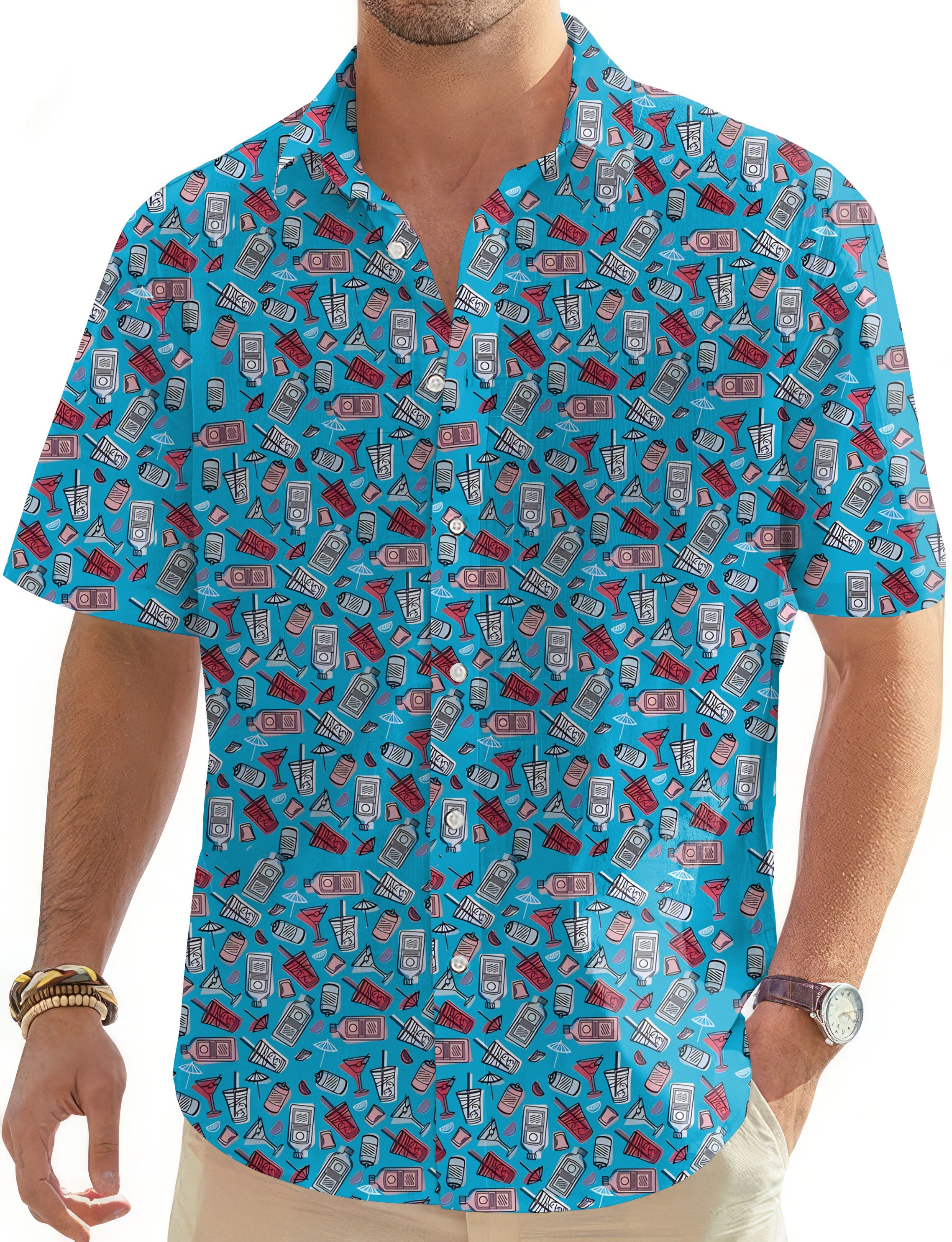 DAY DRINKER-Men's Golf Hawaiian Shirts Button Down Shirt