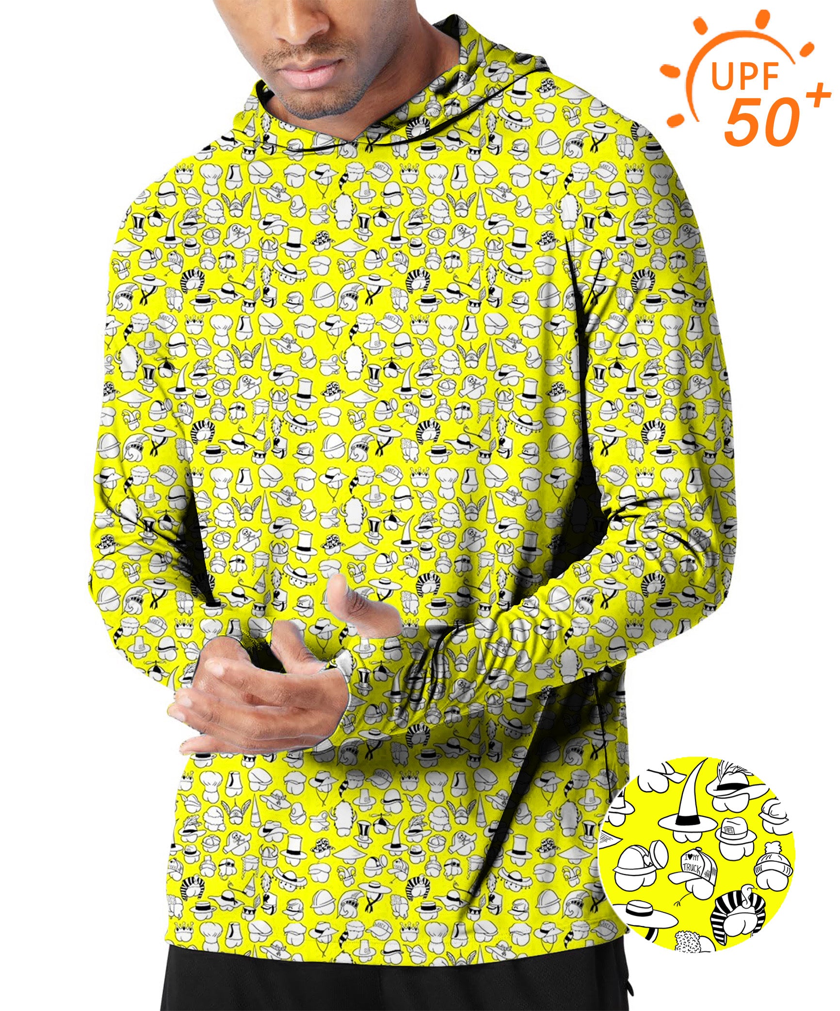 Men's Outdoor Yellow Versatile Hips Designer style Golf Sun Protection Loose Fit  hoodies