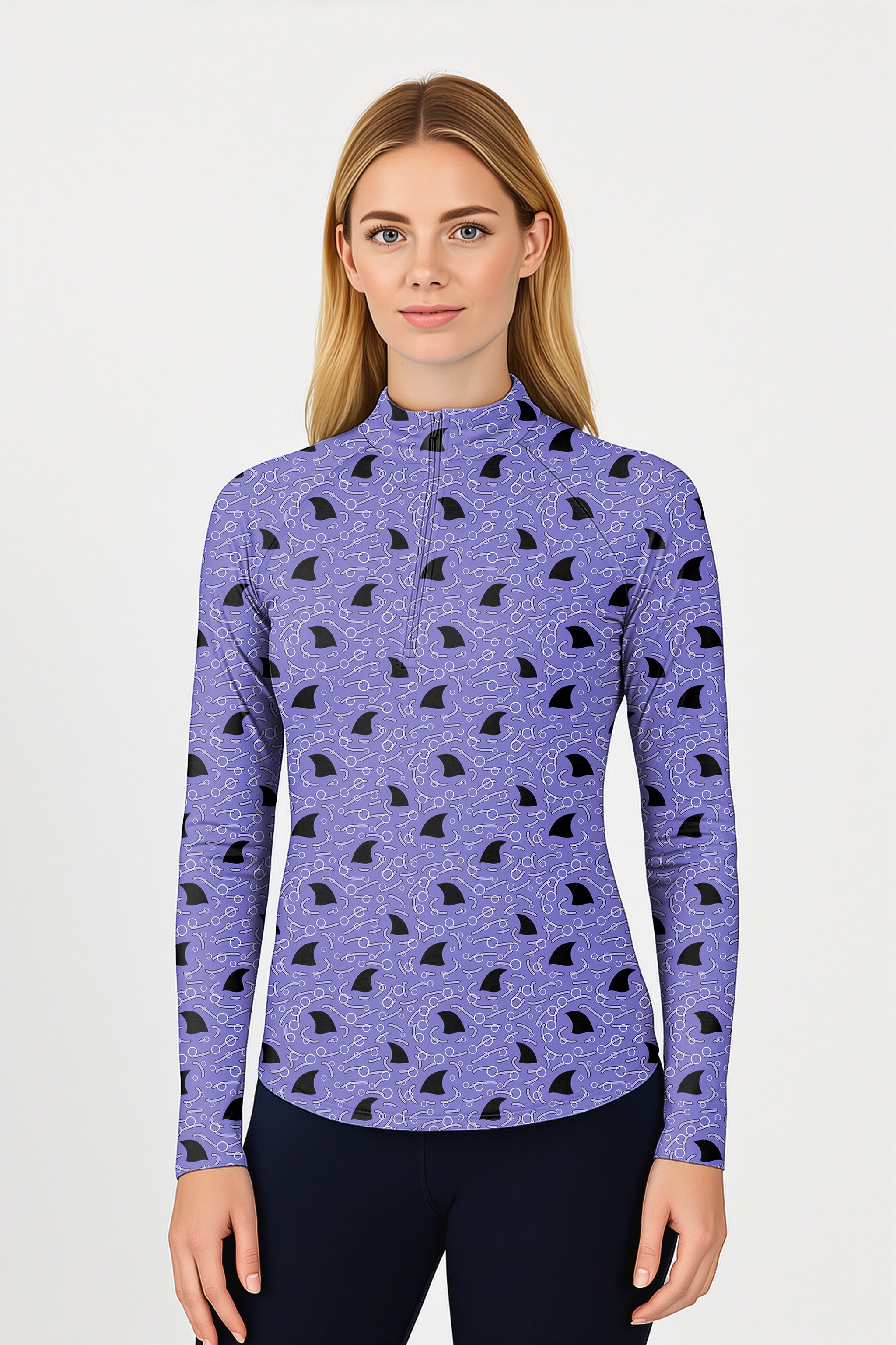 Shark Fin Seamless Women's Golf Active 3/4 Zipper Top Long Sleeves