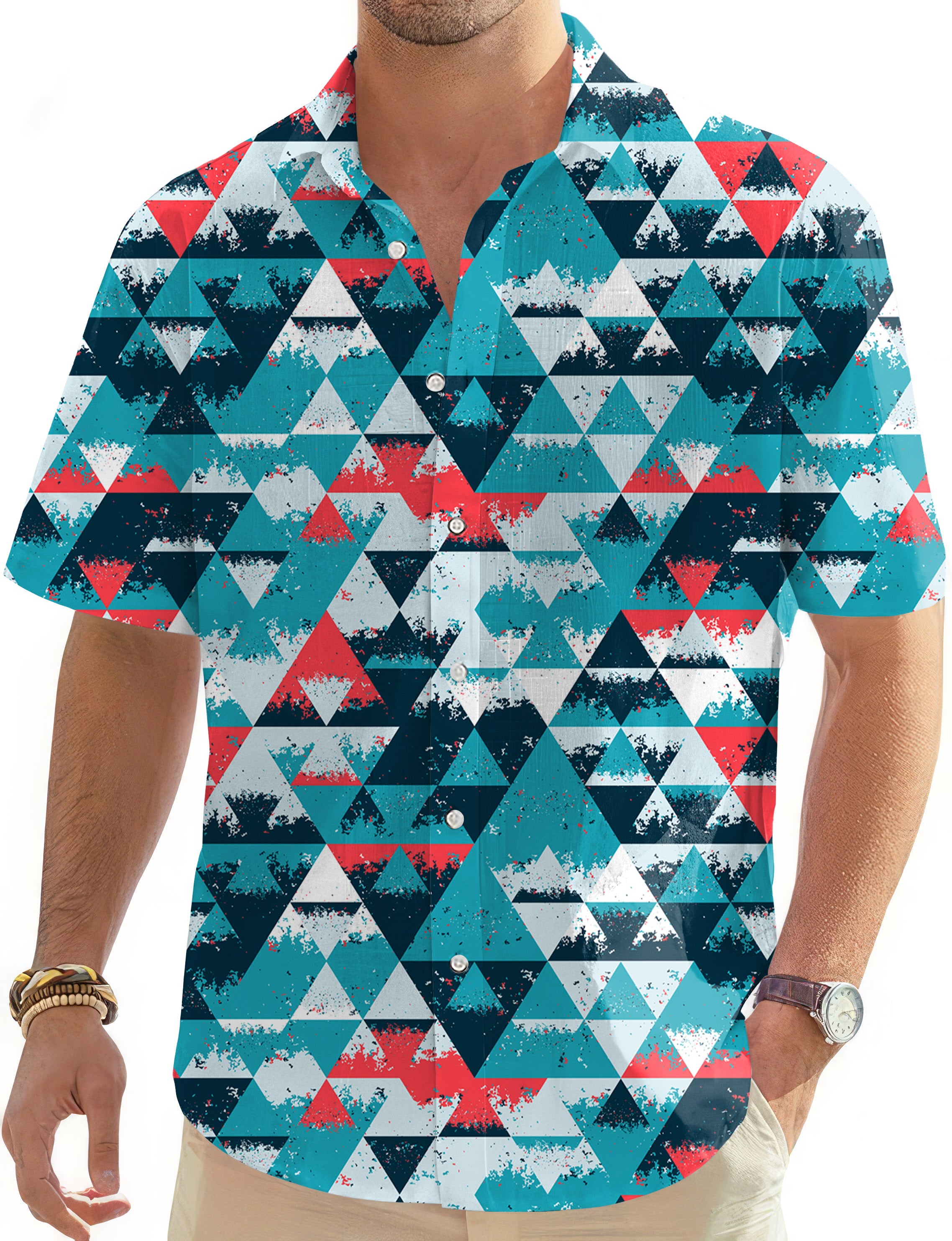 Prismatic Men's Golf Hawaiian Shirts Button Down Shirt