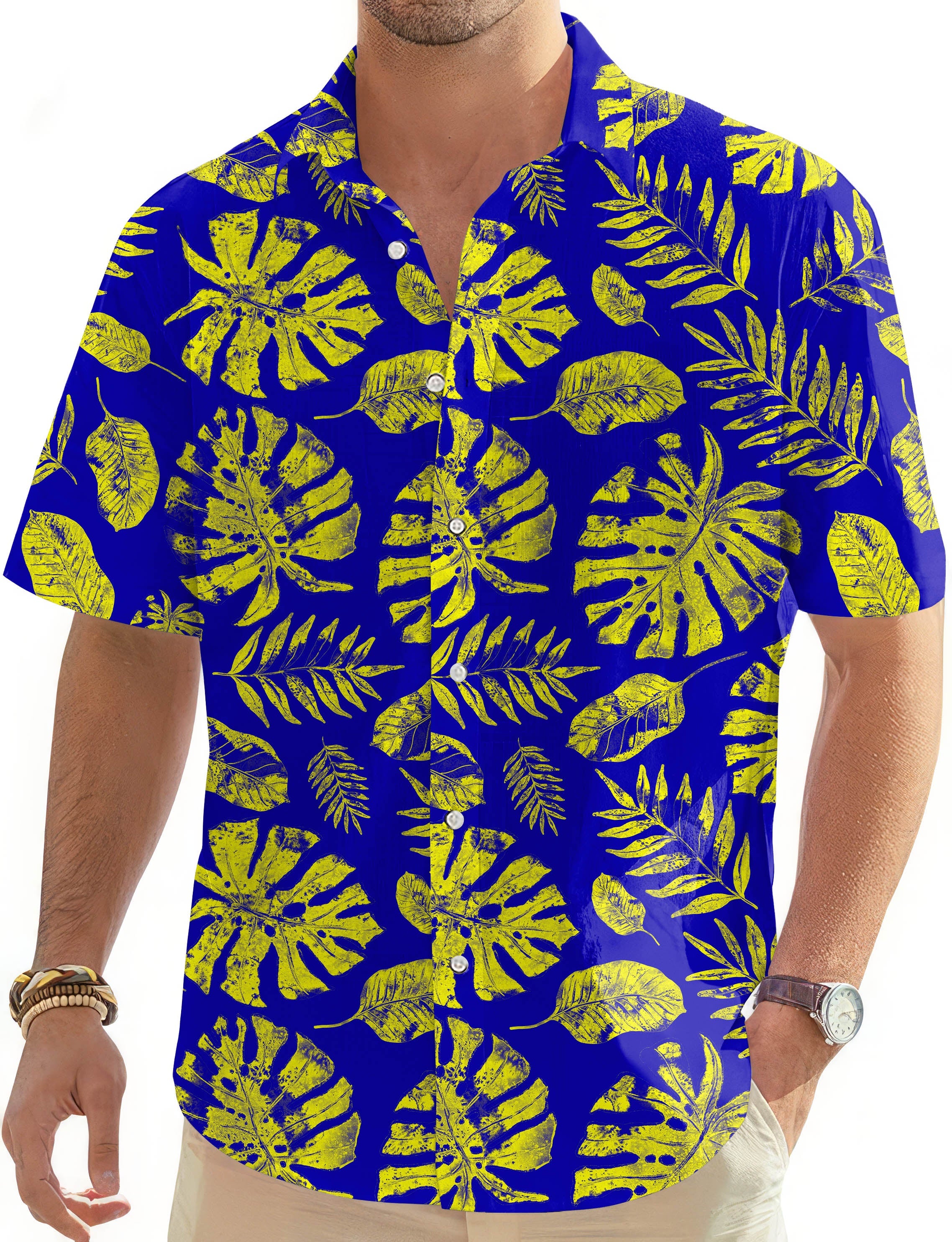 Tropical plants Men's Golf Hawaiian Shirts Button Down Shirt