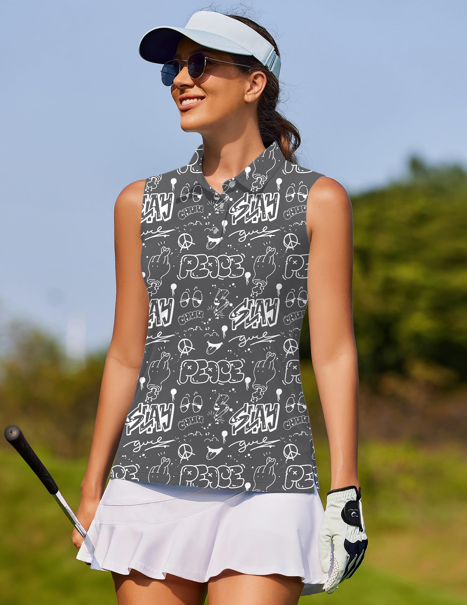 Gray Slay Peace Women's golf Sleeveless shirt