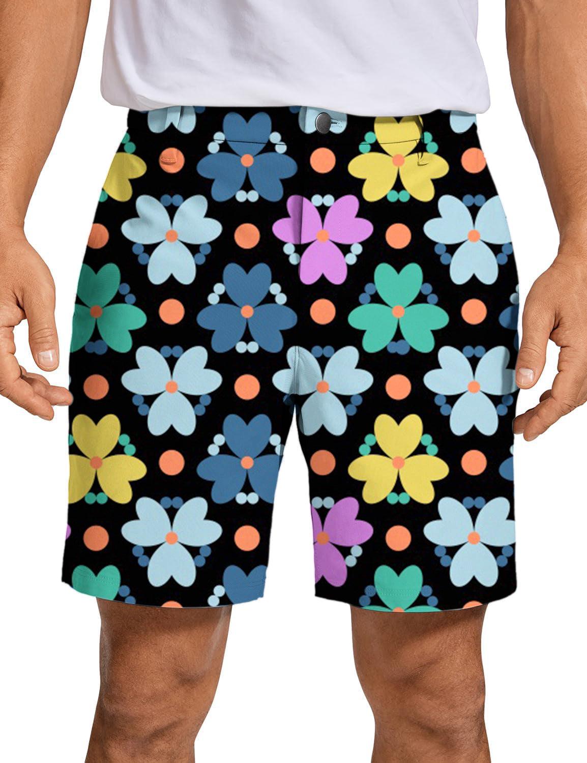 Men Modern Golfer Flowers Golf Shorts