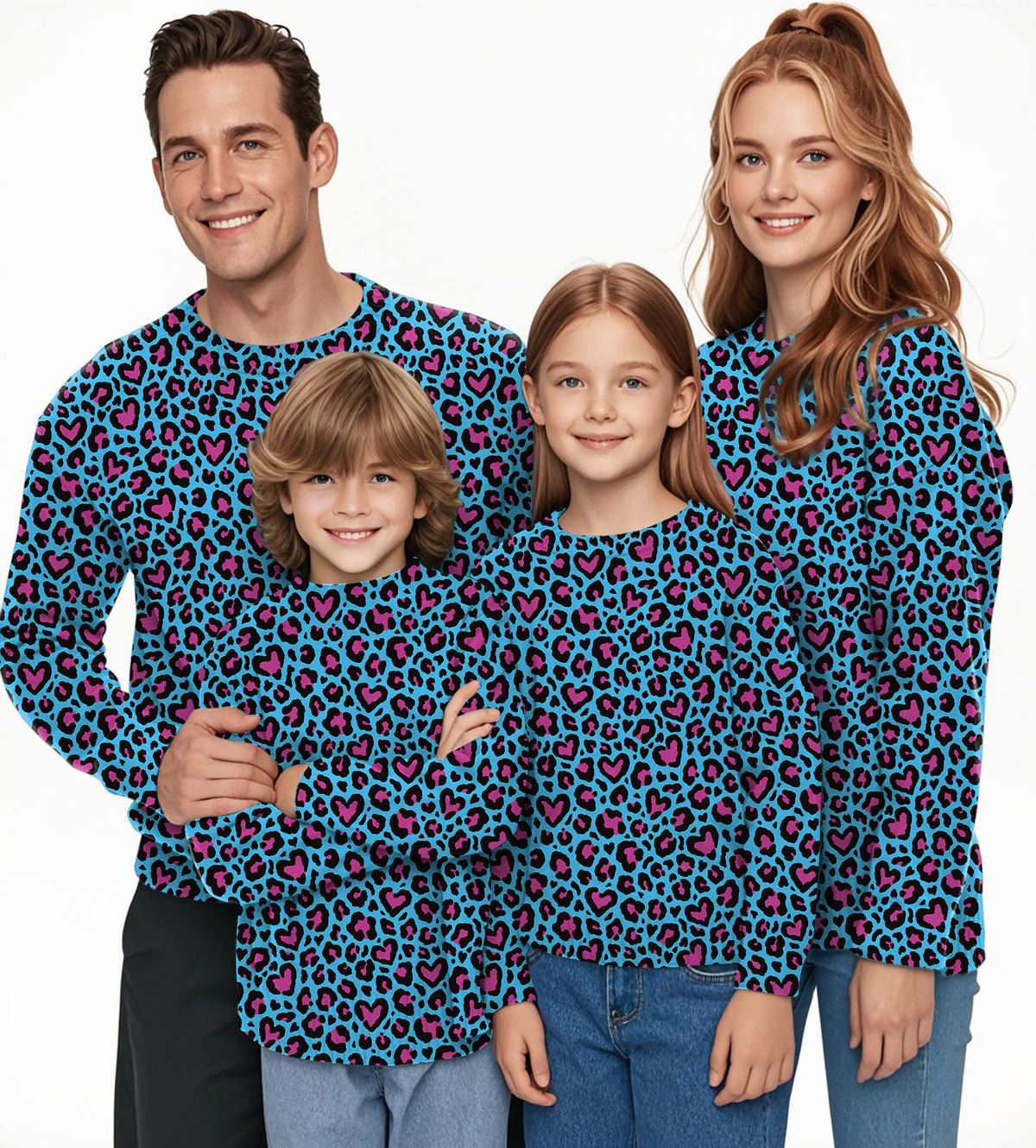 Pink leopard print Crewneck Pullover Ugly Sweater Men Women boy girl family