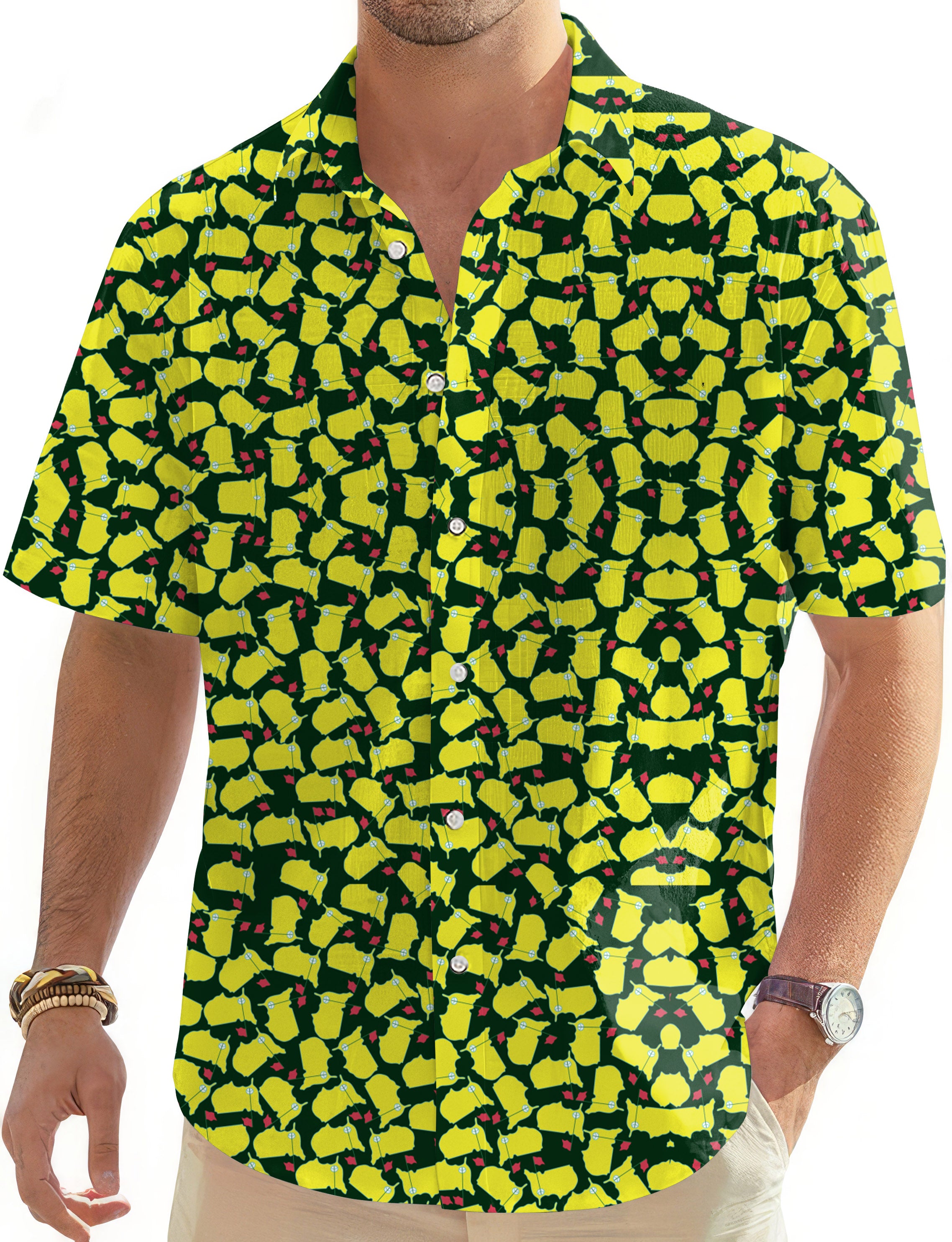 Augusta-Men's Golf Hawaiian Shirts Button Down Shirt