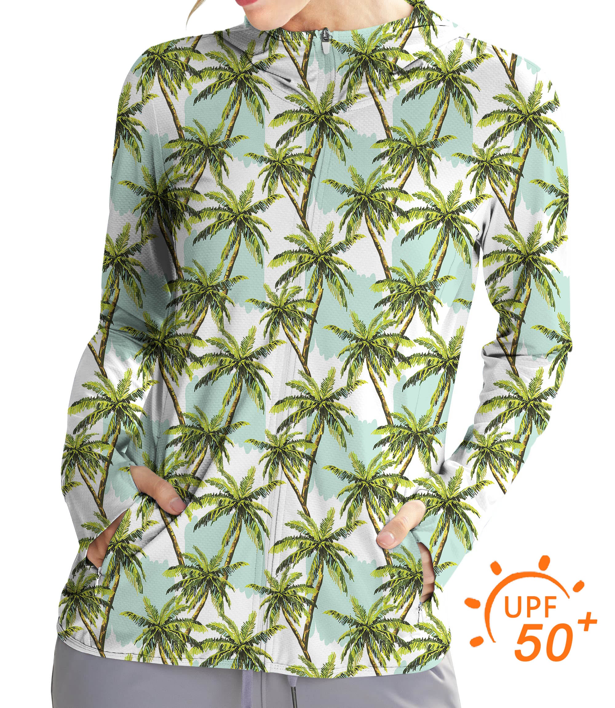 Women's Outdoor Palm tree Golf Sun Protection Slim Fit zip hoodies