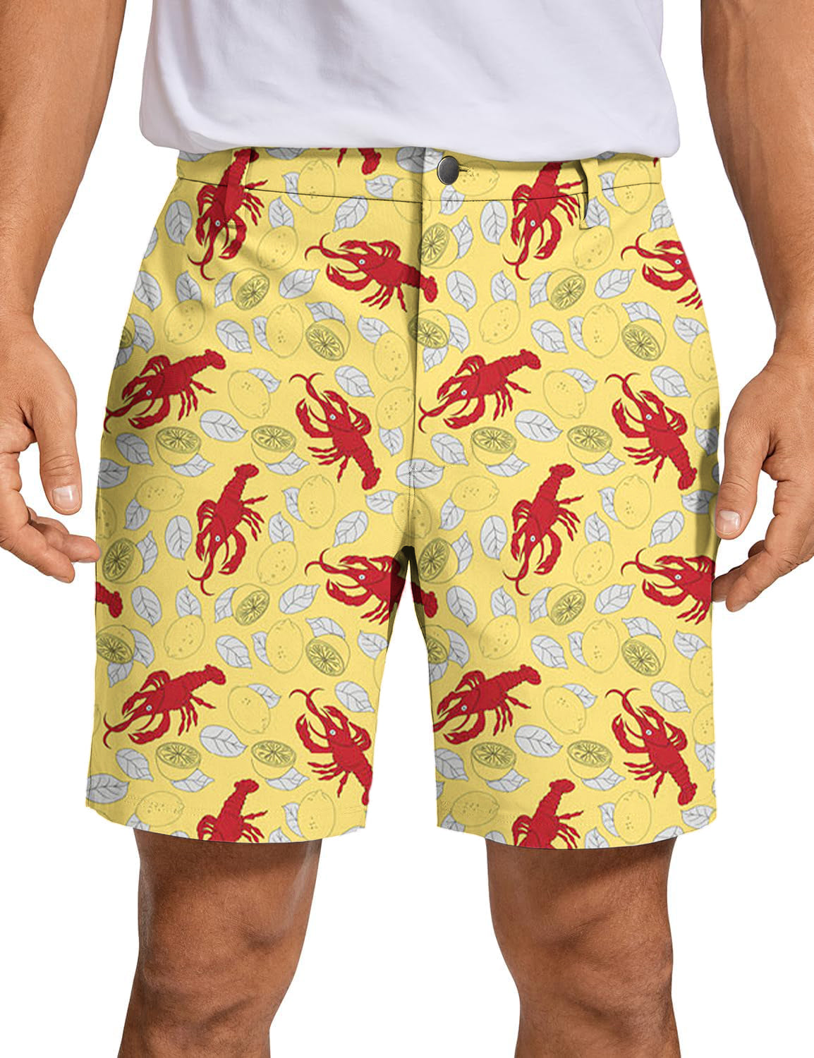 Men's Yellow-Crawfish-Lemon Golf Shorts