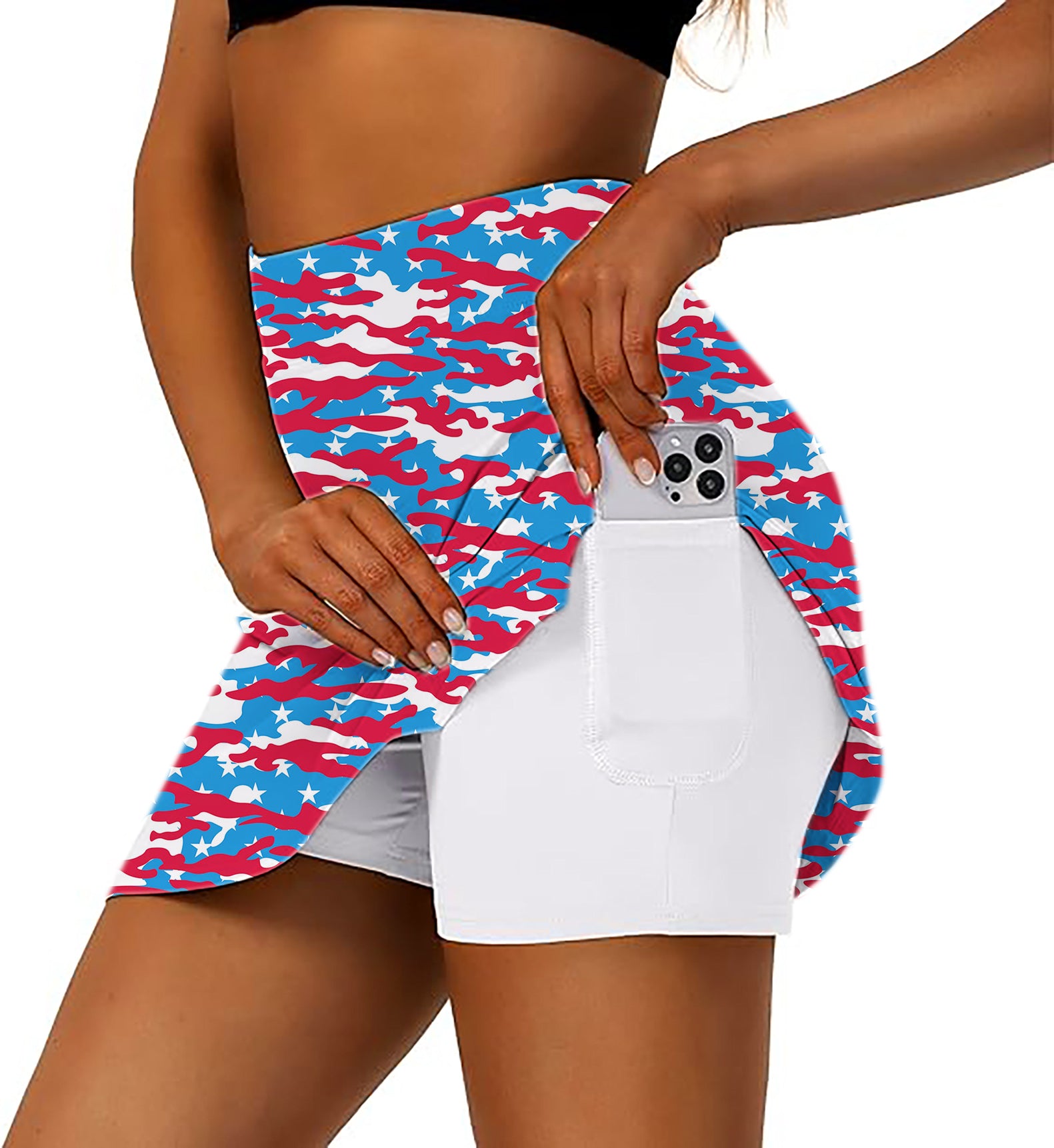 Patriotic Camo Women's Athletic Golf Skorts Flared Skirts