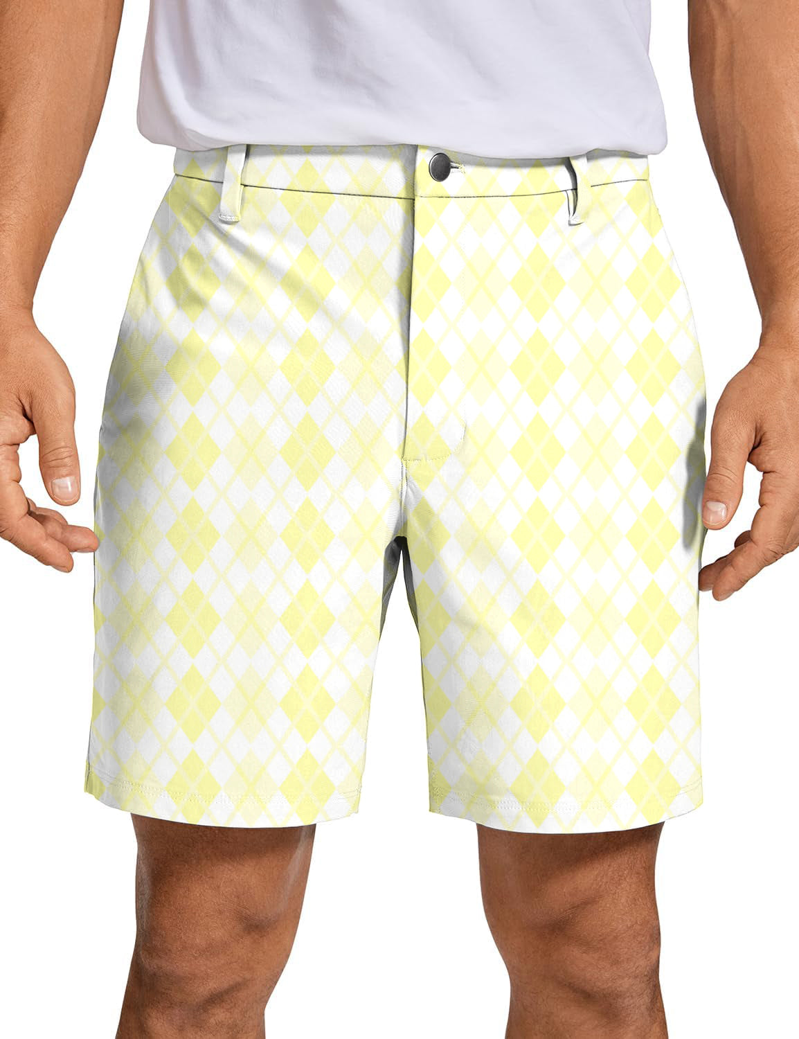 Men's yellow gridd Golf Shorts