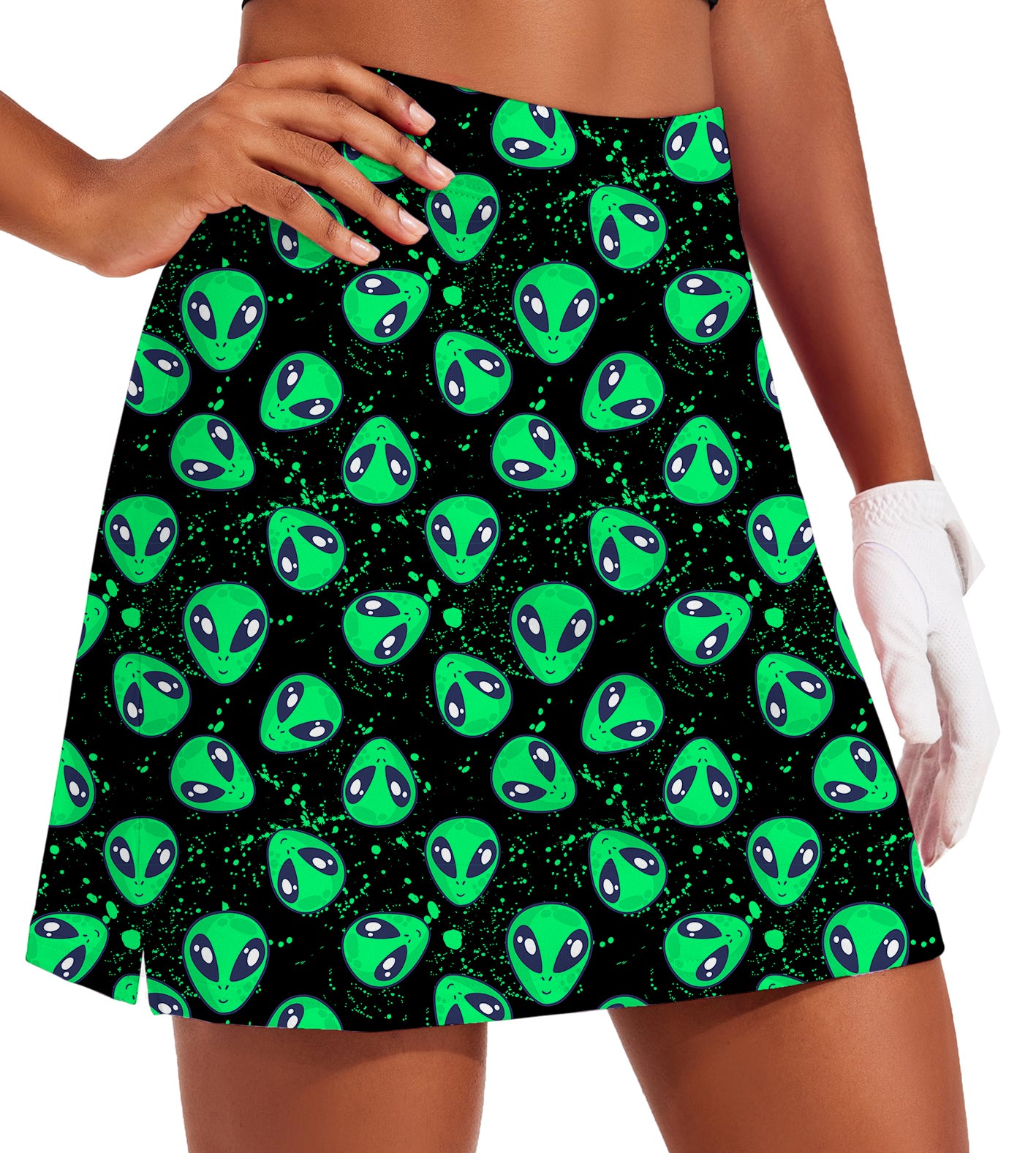 Women's Alien Invasion Golf Skirts Inner Shorts Pocket