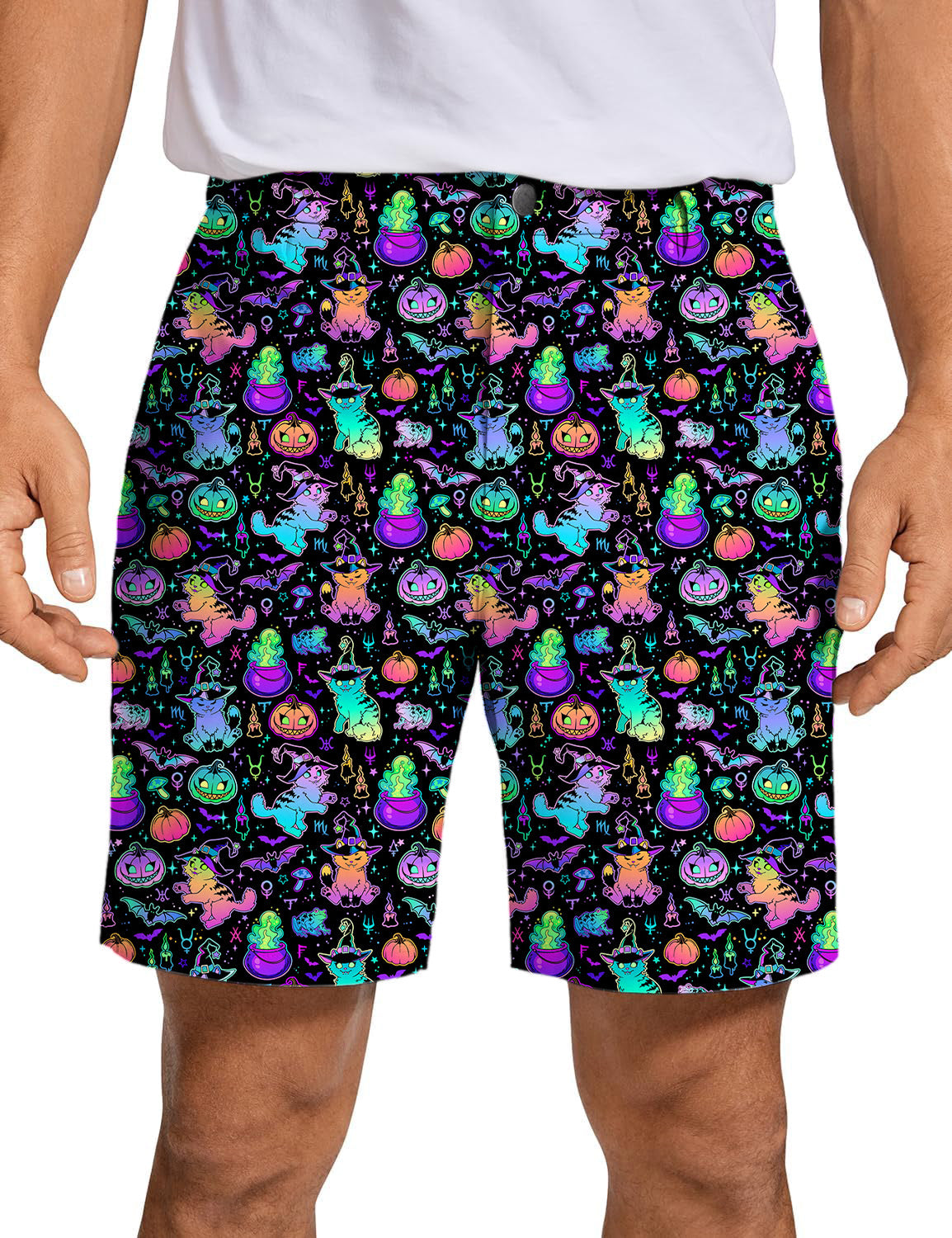 Men's Halloween Constellation Cat Golf Shorts
