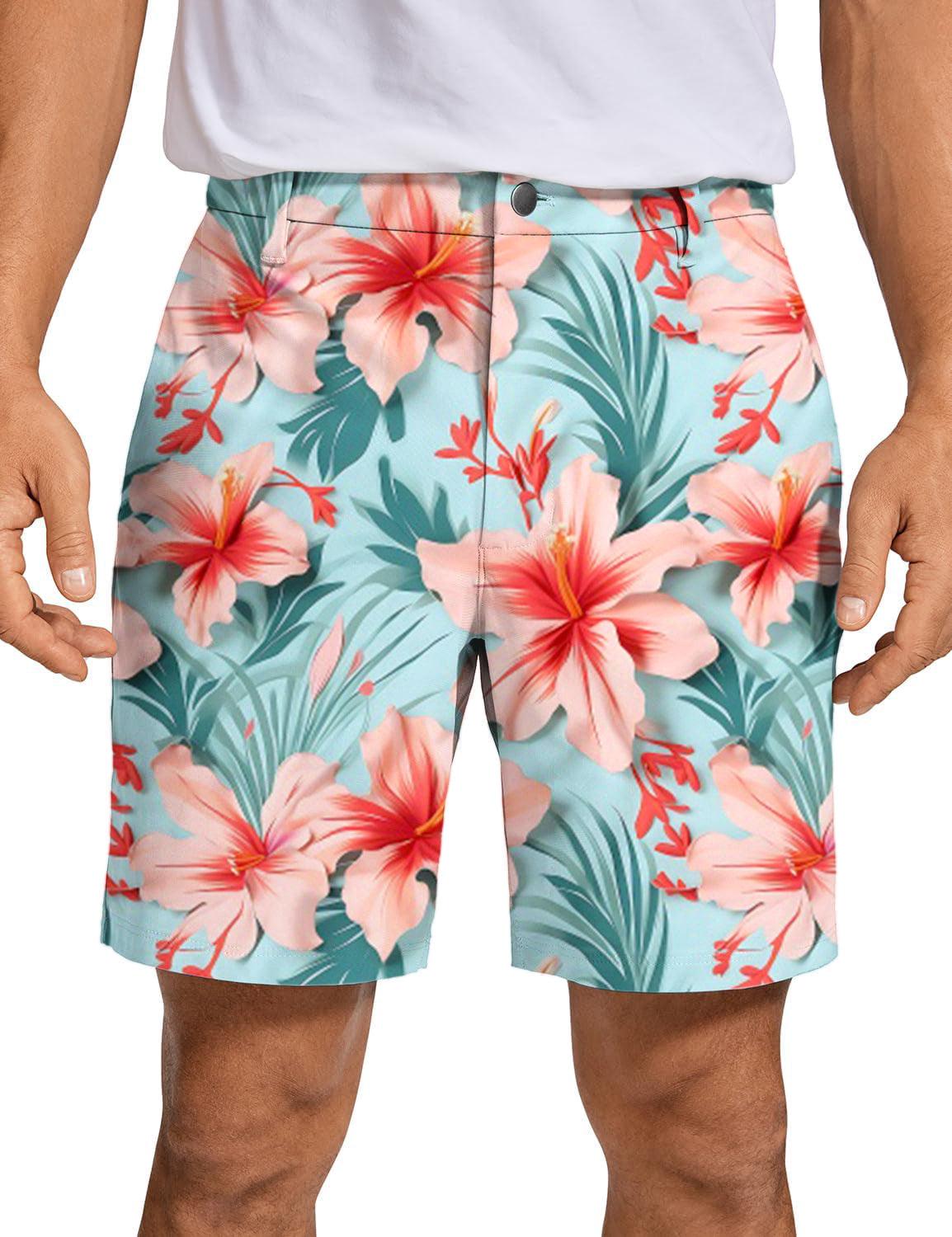 Men Hawaiian Flowers Golf Shorts