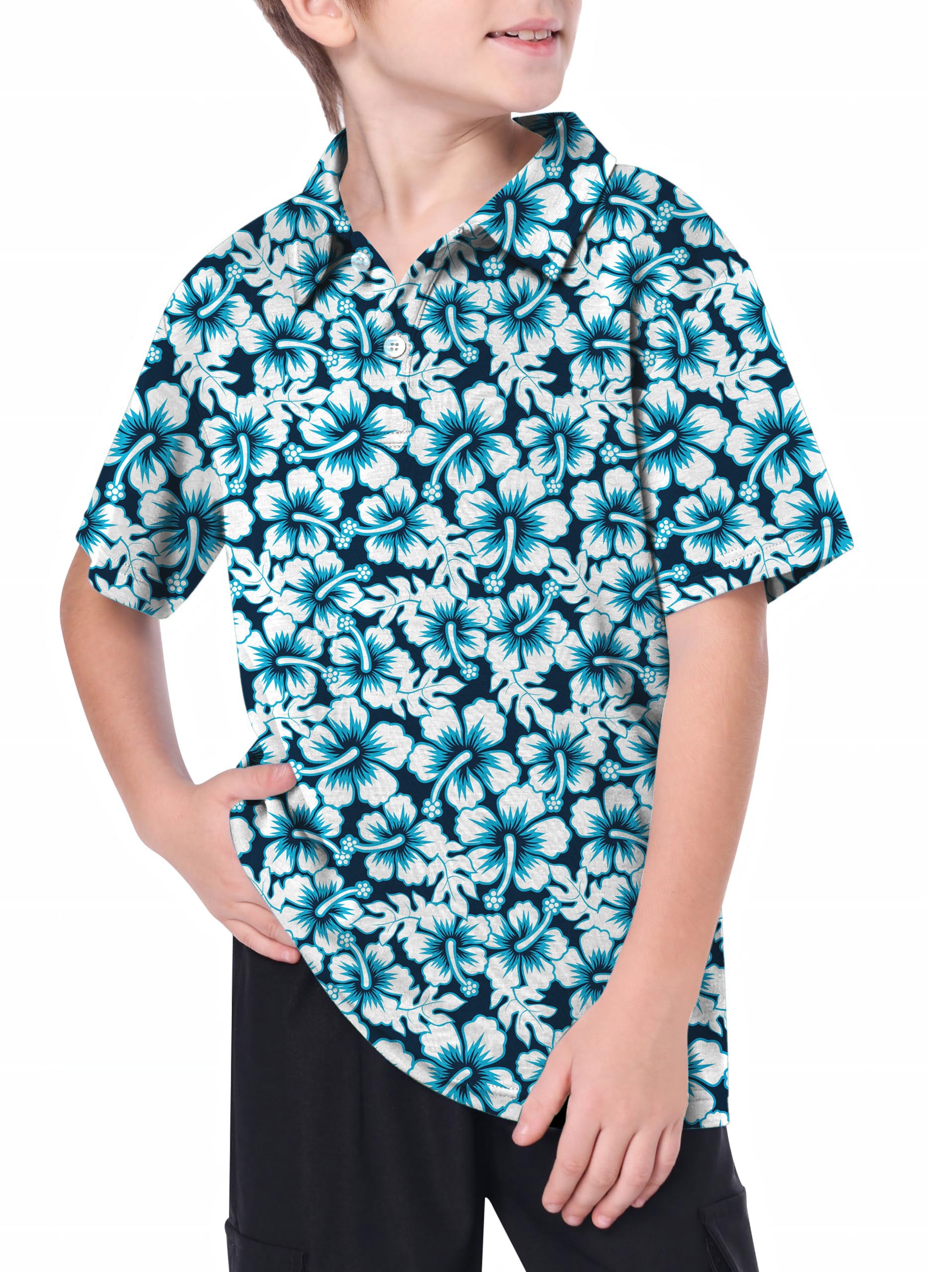 Youth Hawaiian Hibiscus Golf Polo