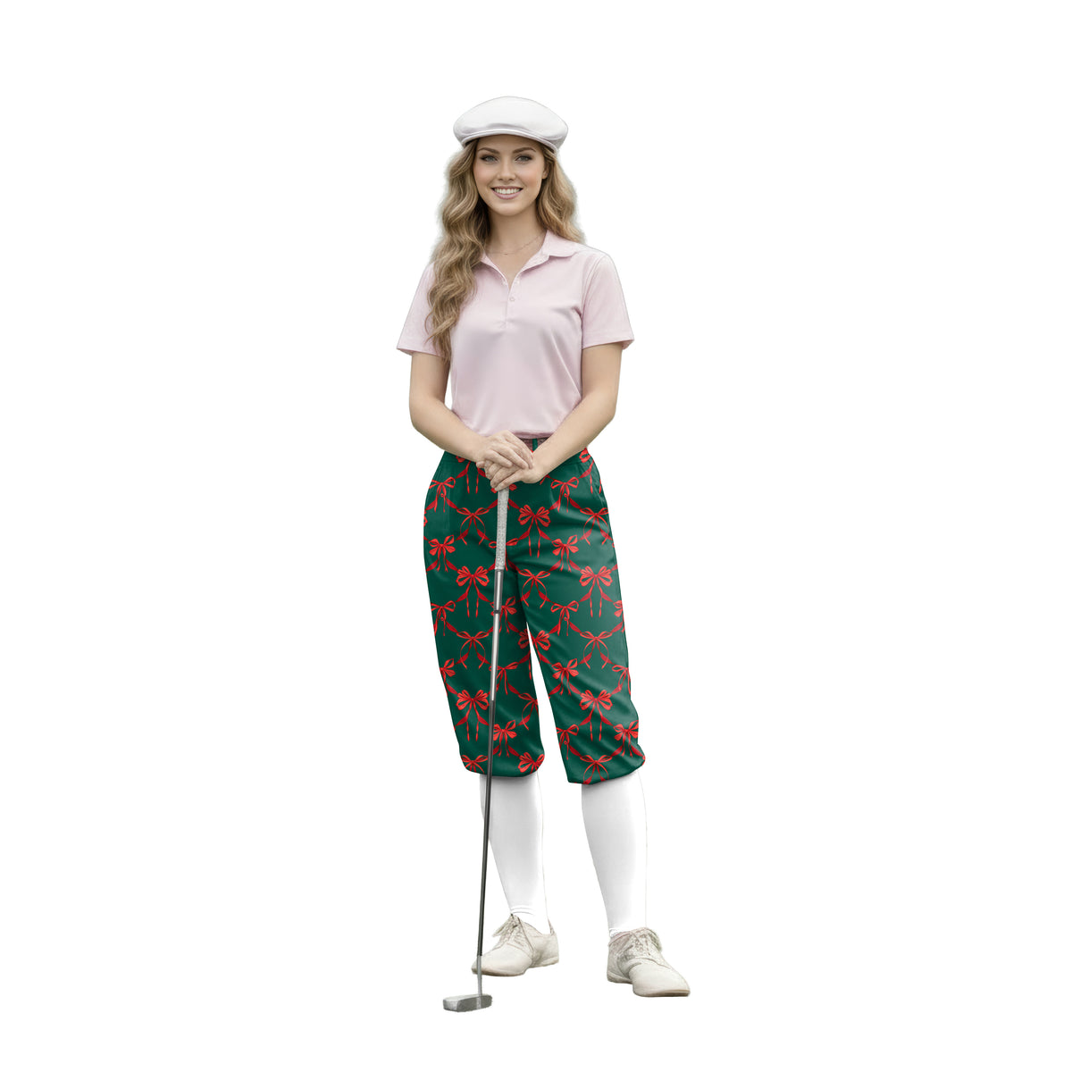 Personalize And Add To Cart Men's Christmas red knot detail Polo Womens Golf Knickers Pants