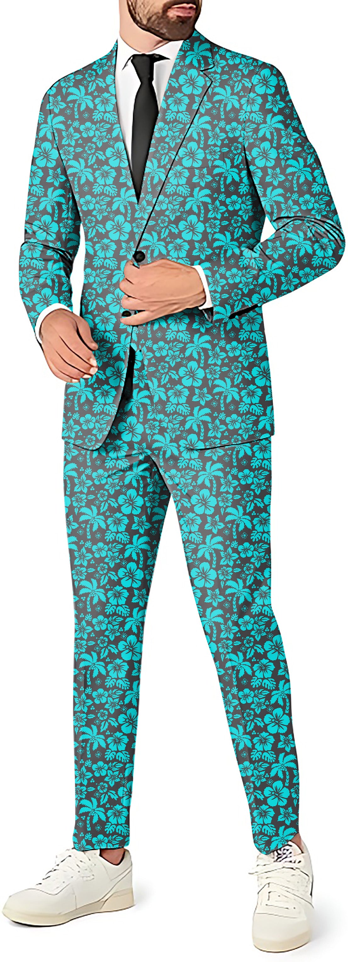 Tropical Hibiscus Men's Party Costumes-Theme Party 2 or 3pcs Suit set-Blazer Pants & Vest