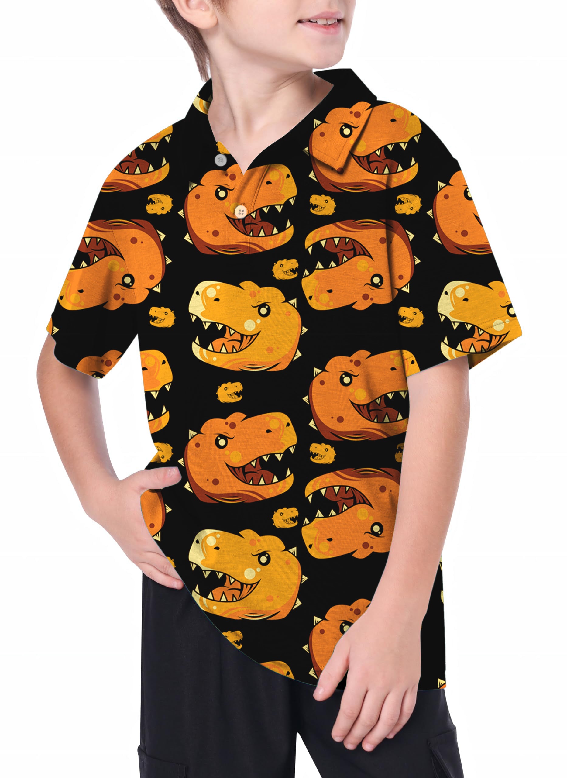 Youth Dino Heads Golf Polo
