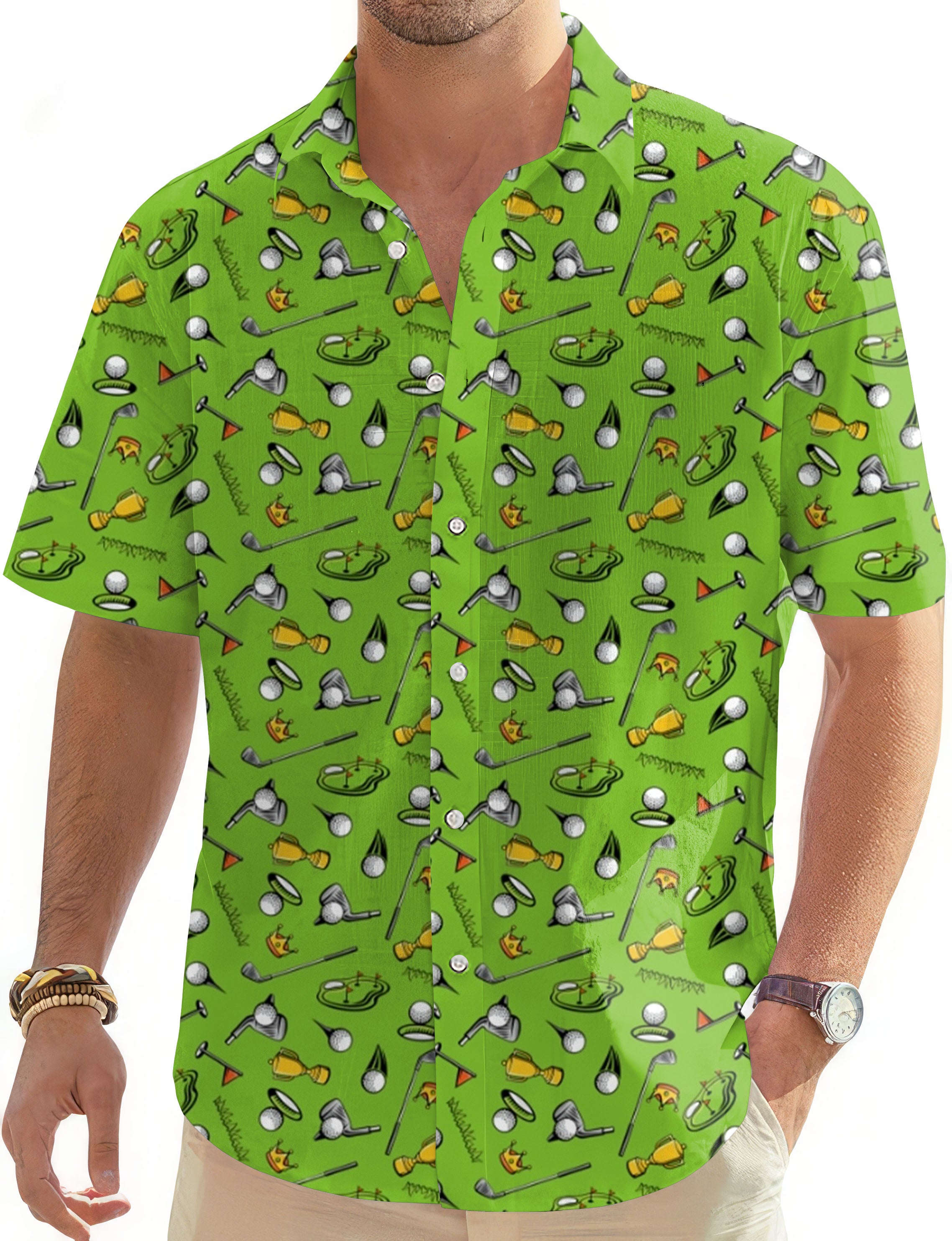 Stadium Champion-Men's Golf Hawaiian Shirts Button Down Shirt