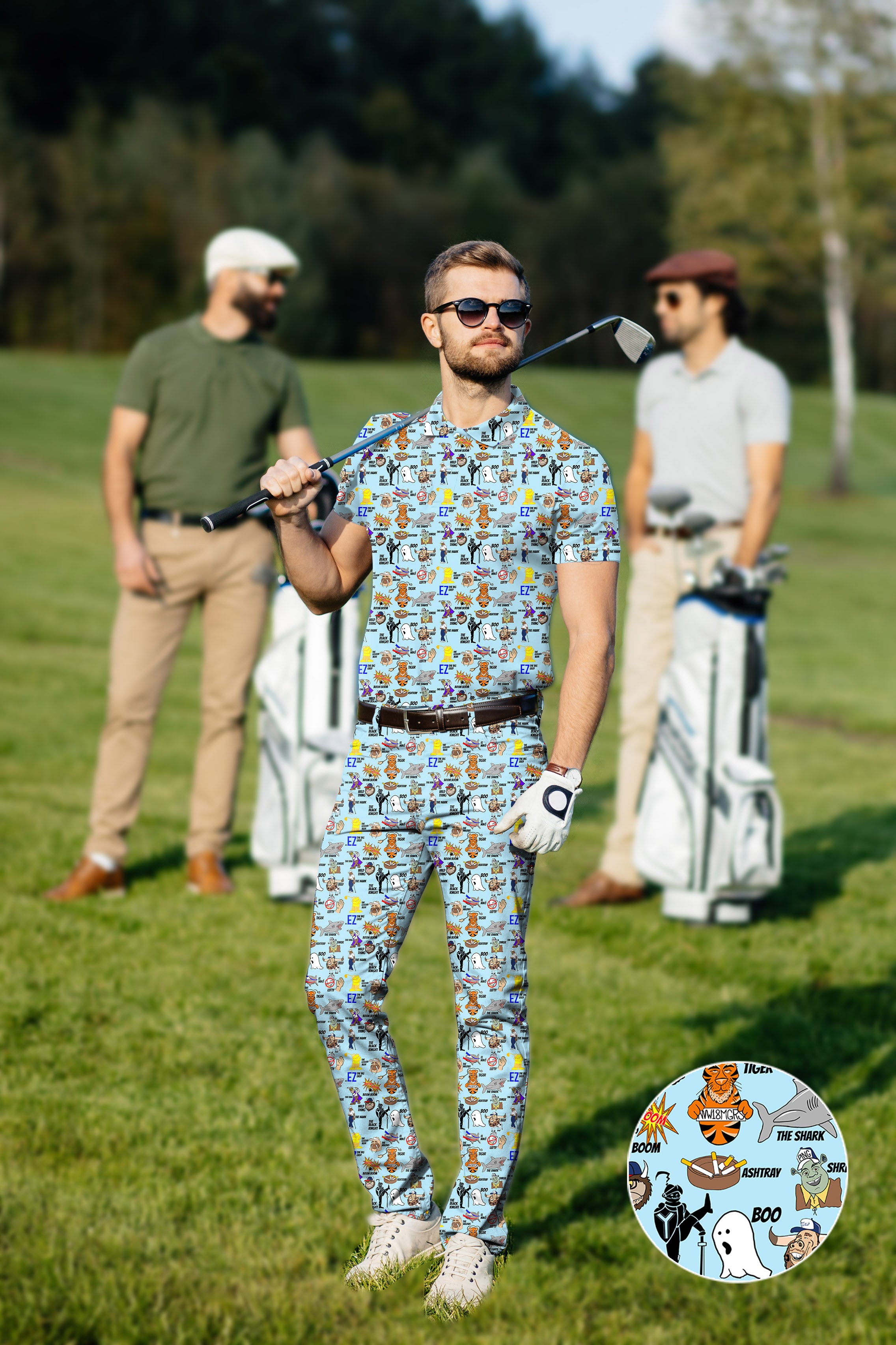 Men's Golf Set Polo+Pants Professional Nicknames Big EZ