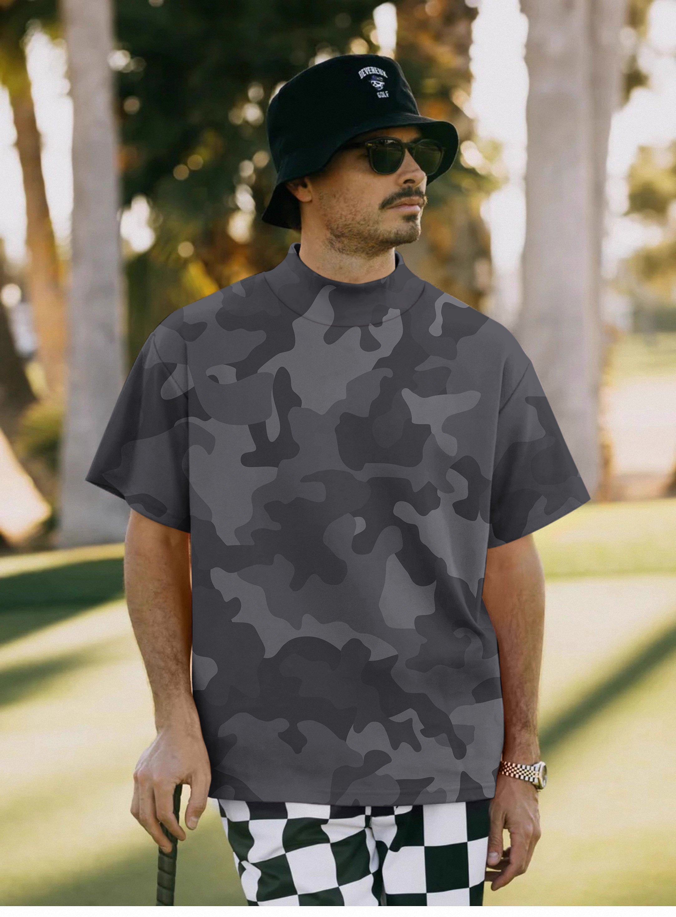 Men's Ghost Camo Pullover High neck Long/Short sleeve T-Shirt