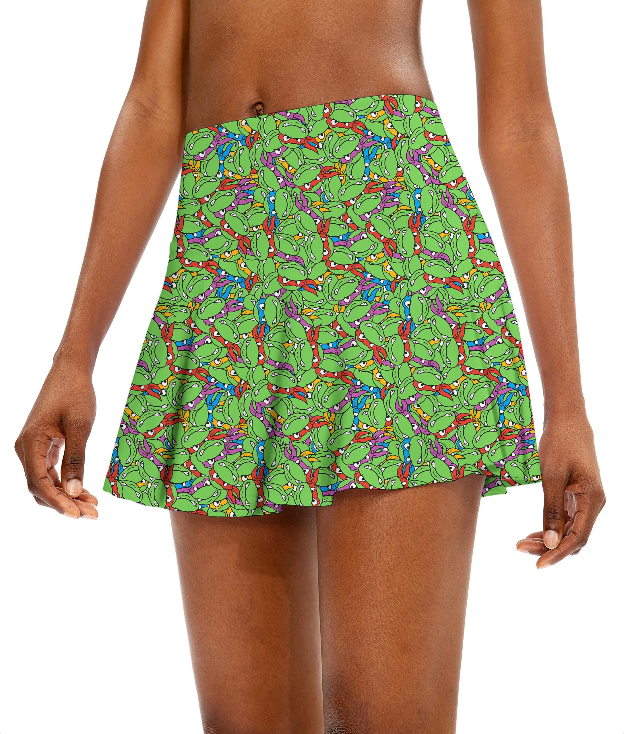 TMNT - Mean Green Women's Athletic Golf Skorts Flared Skirts