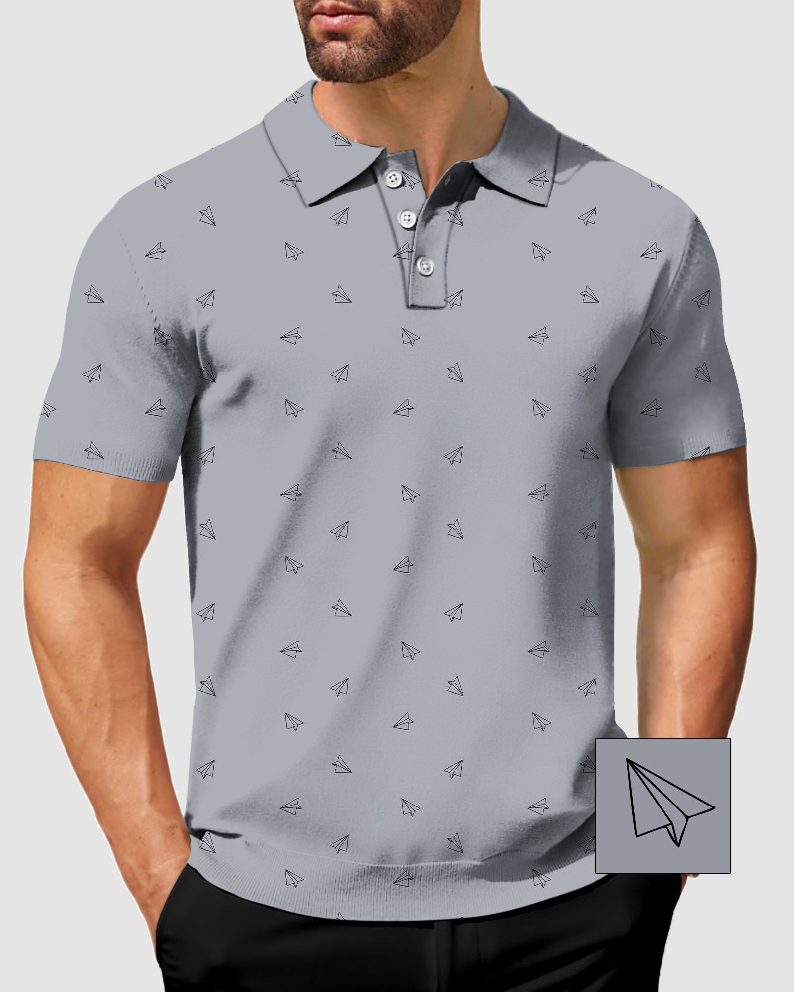 Men's Paper airplanes Custom The Background Color Polo