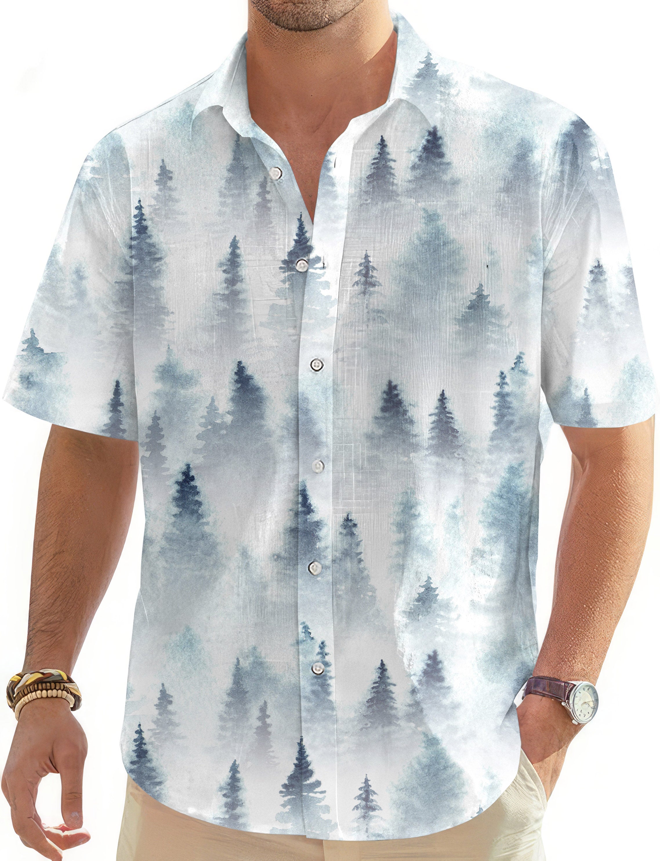 Subtle Pines Men's Golf Hawaiian Shirts Button Down Shirt