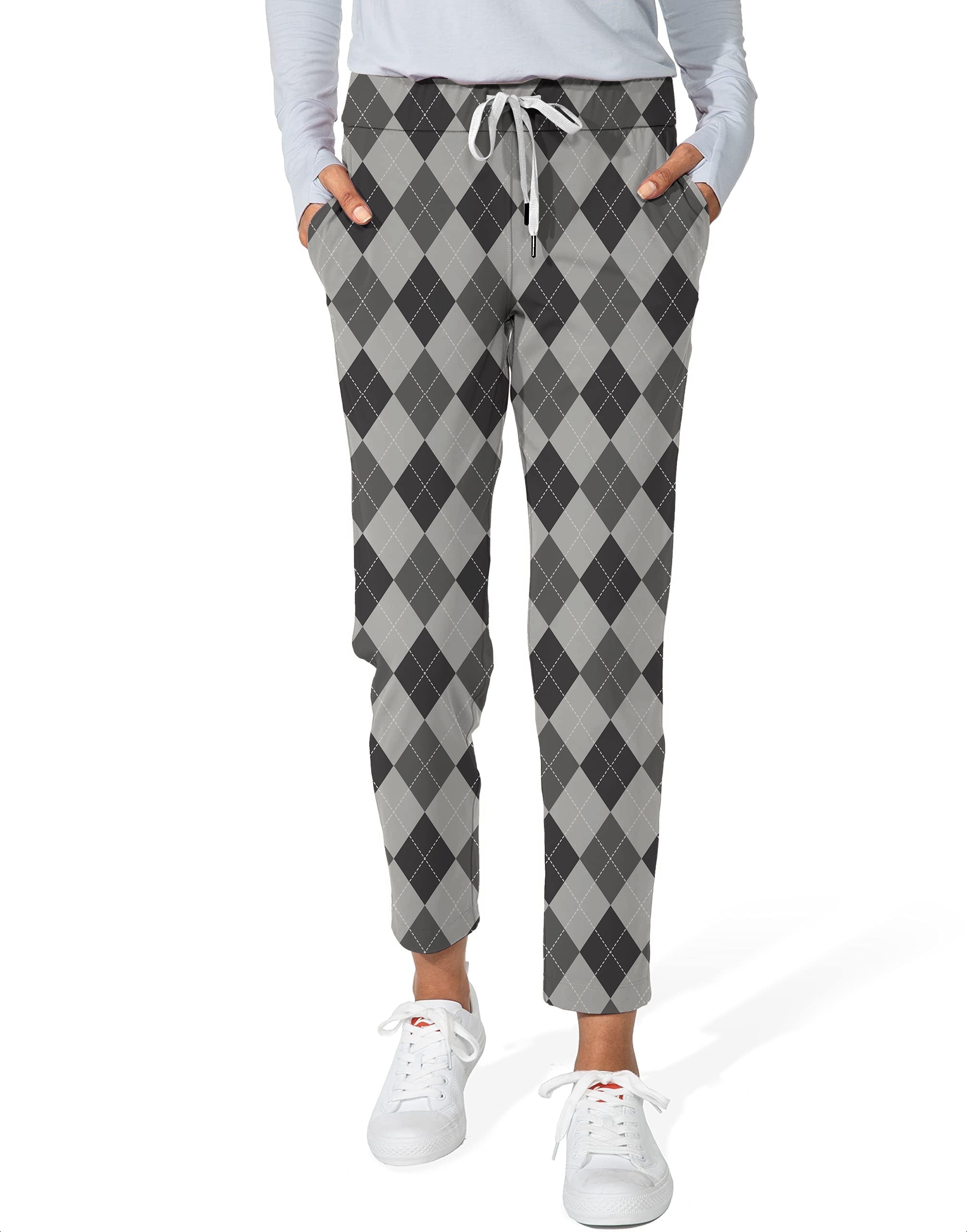 grey Argyle-Women's 7/8 Stretch Ankle Golf Pants