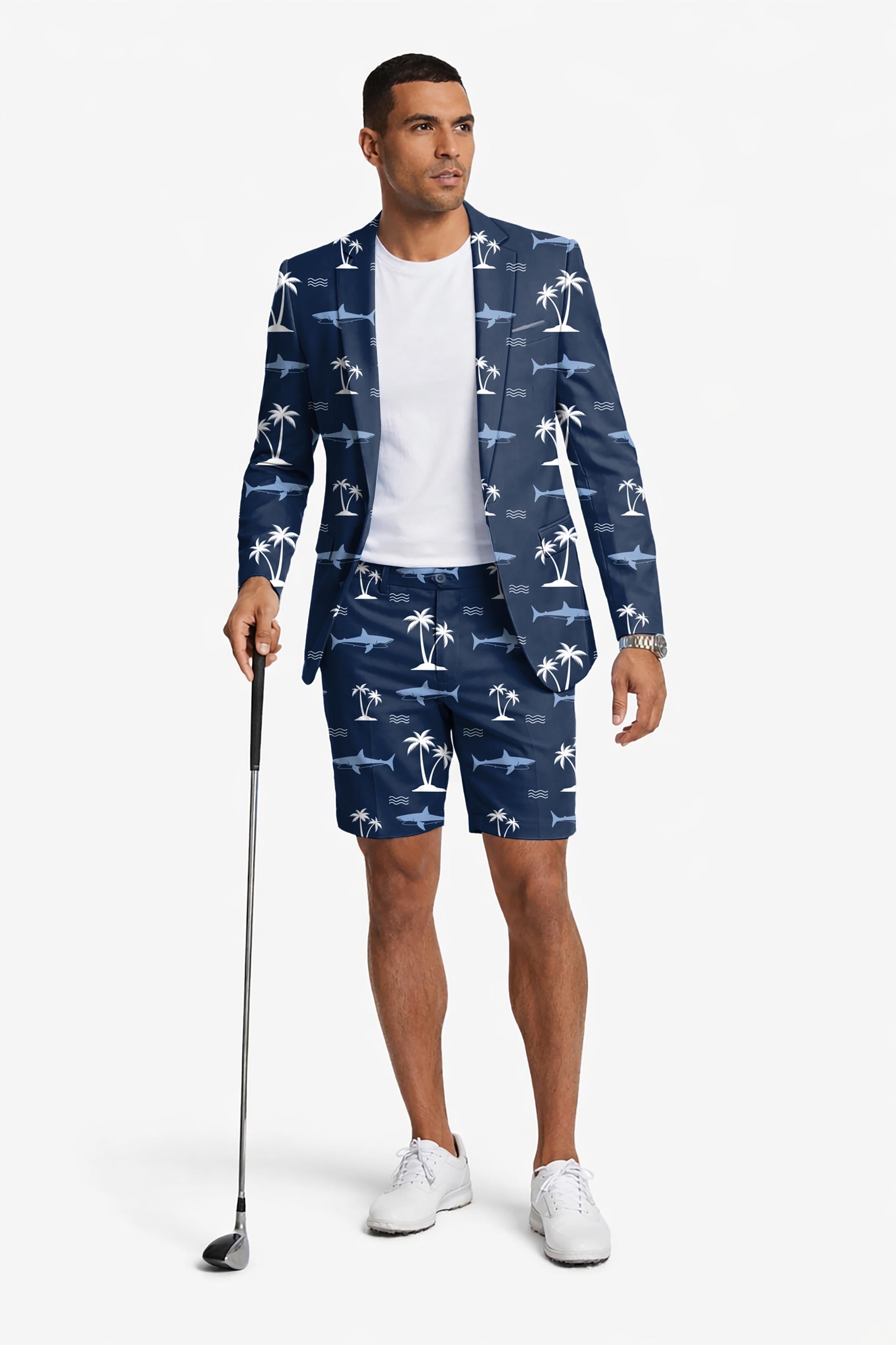 Shark Island Men's Party Costumes-Theme Party 2pcs Suit set-Blazer Shorts