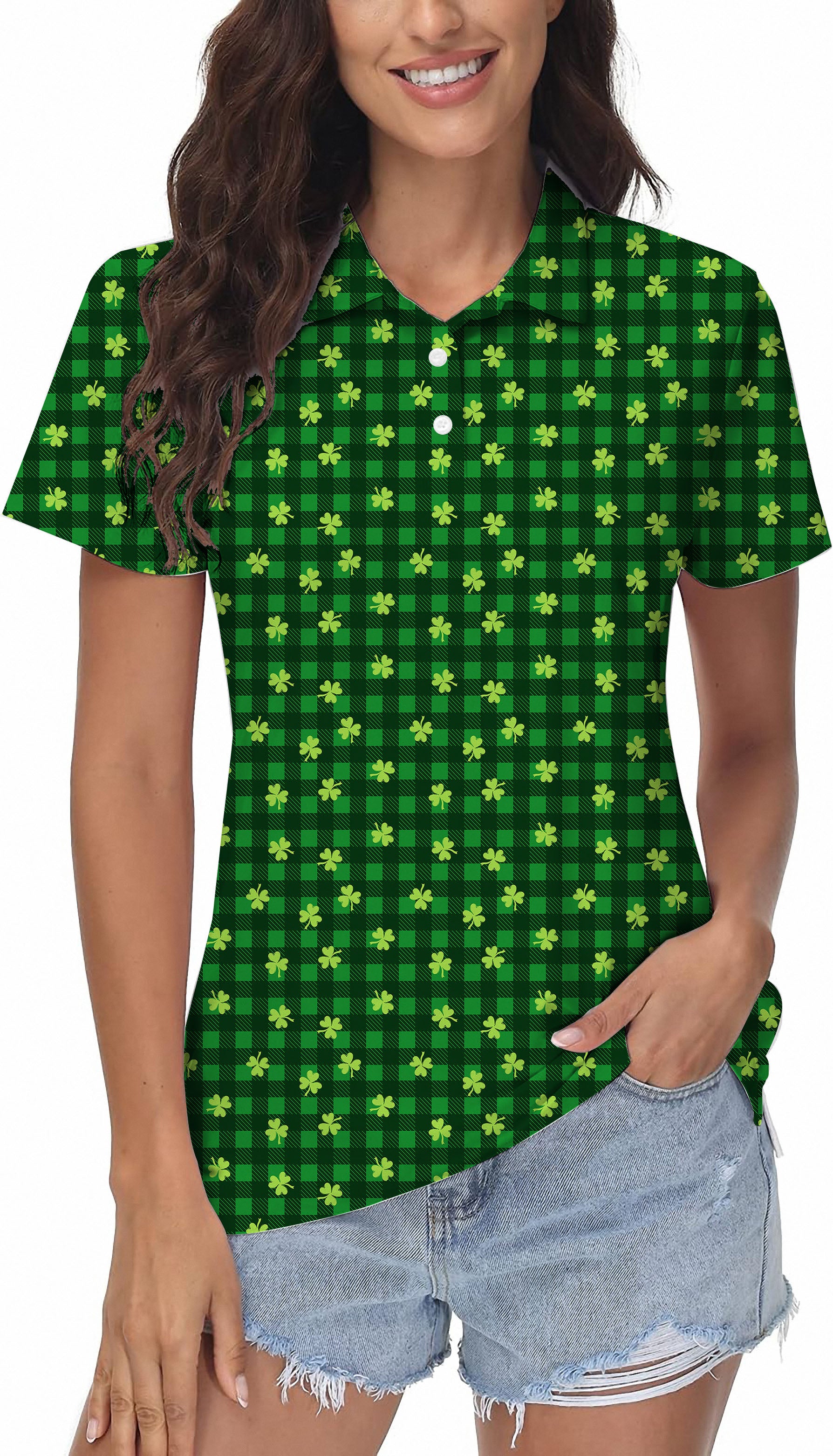 Leaf clover St. Patrick's Day Women's Golf Polo