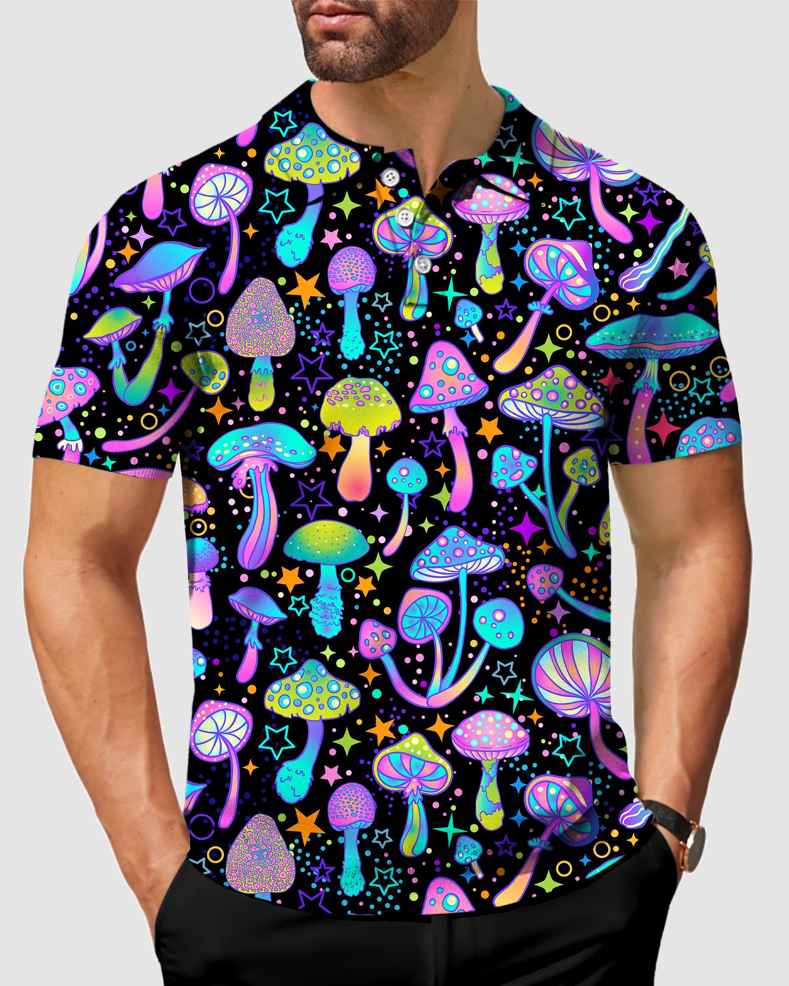 men's golf magic mushroom polo