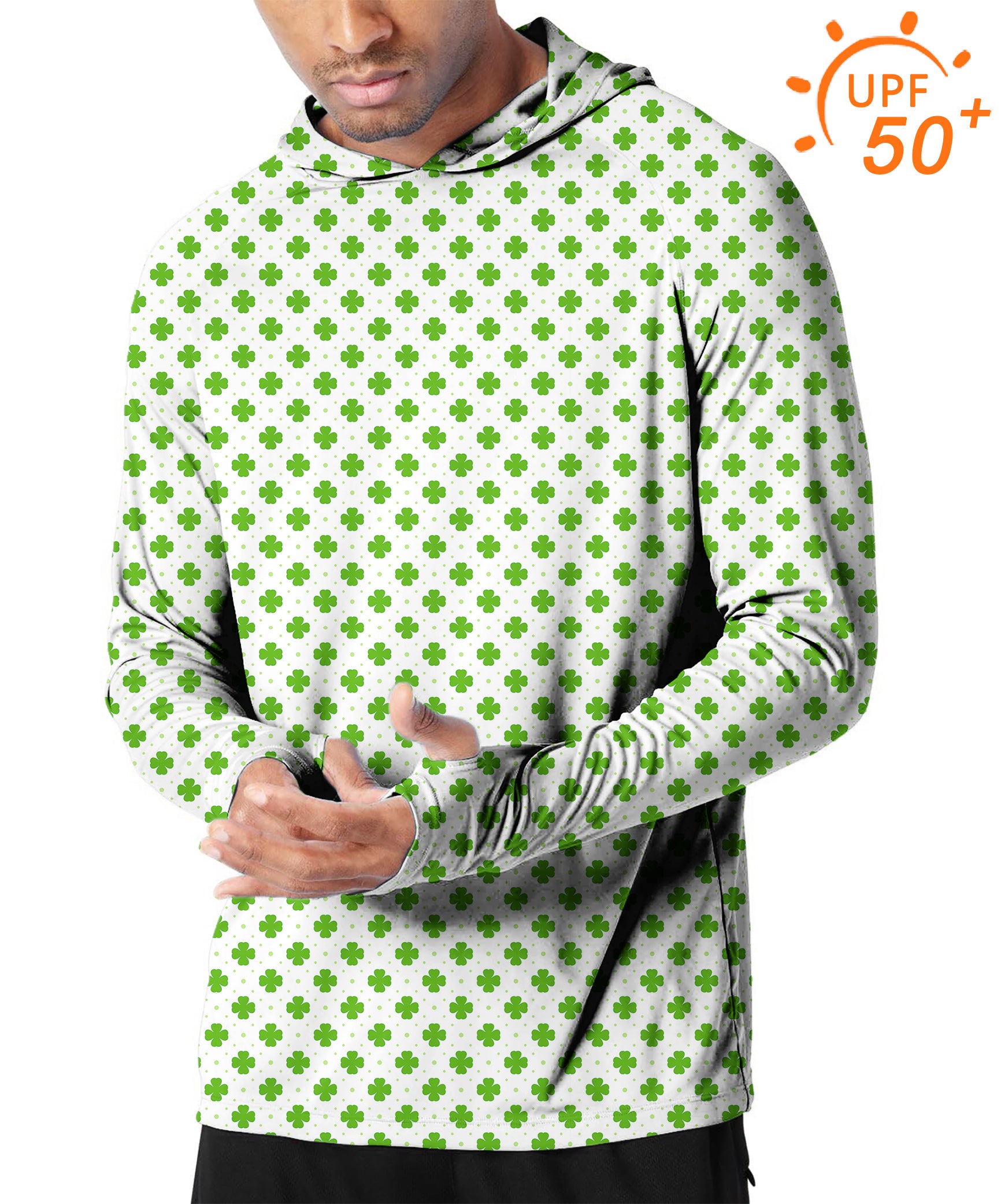 Men's Outdoor Leaf clover St. Patrick's Day Golf Sun Protection Slim Fit  hoodies