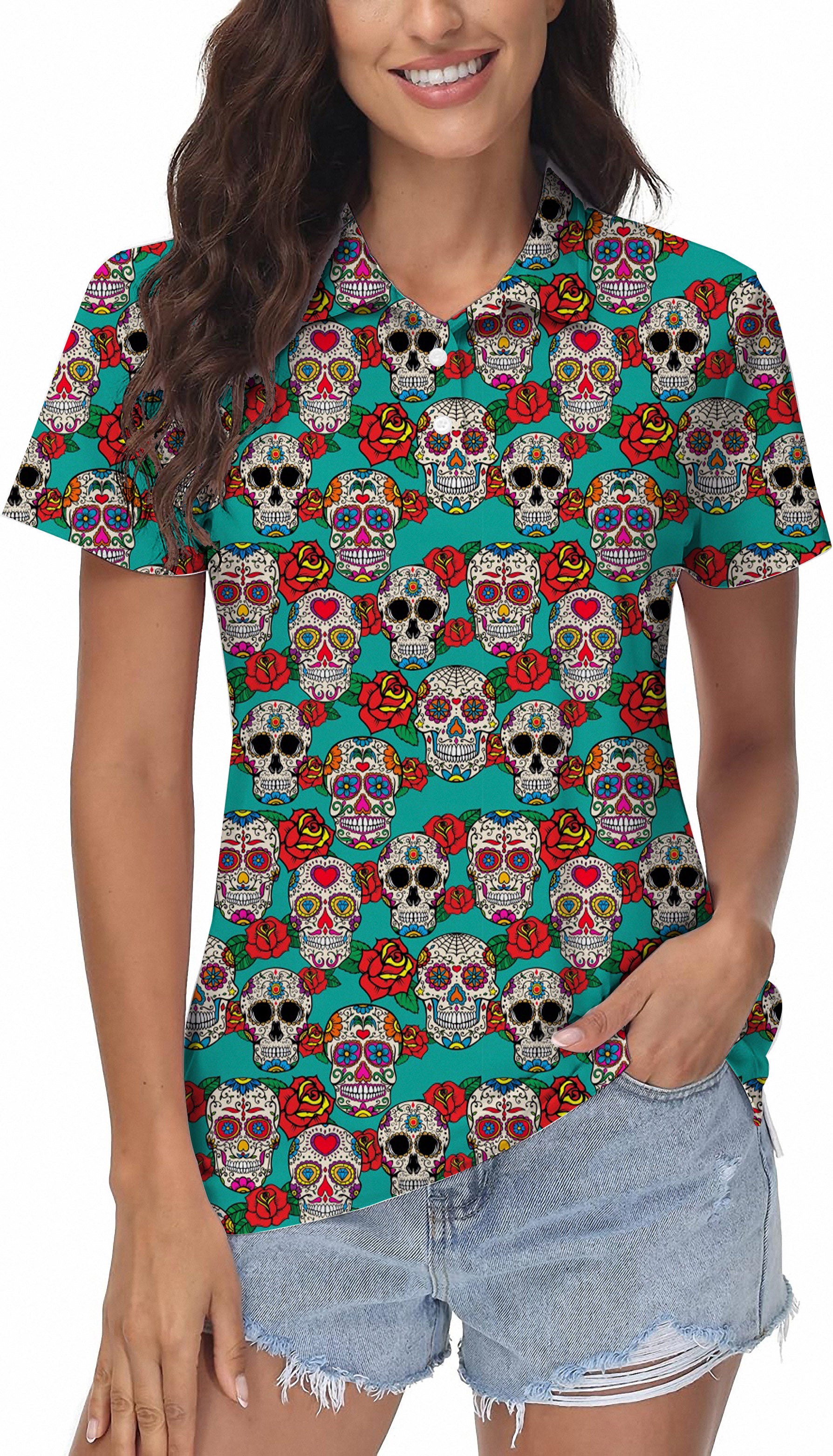 Skull and Rose Women's Golf Polo