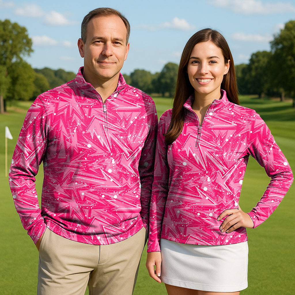 POW Couple Golf Active 3/4 Zipper Top Long Sleeves