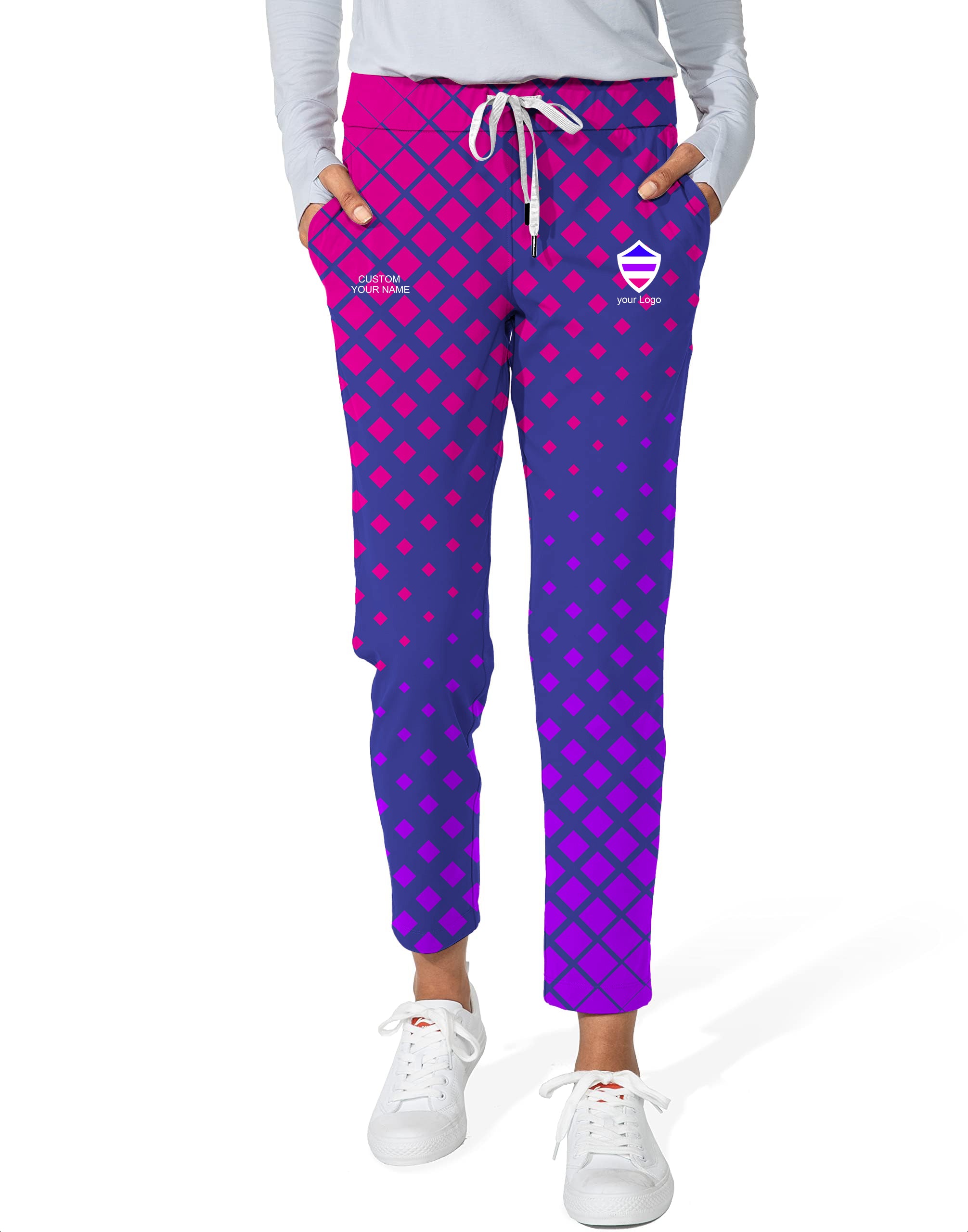 blue purple pink sport Team-Women's 7/8 Stretch Ankle Golf Pants