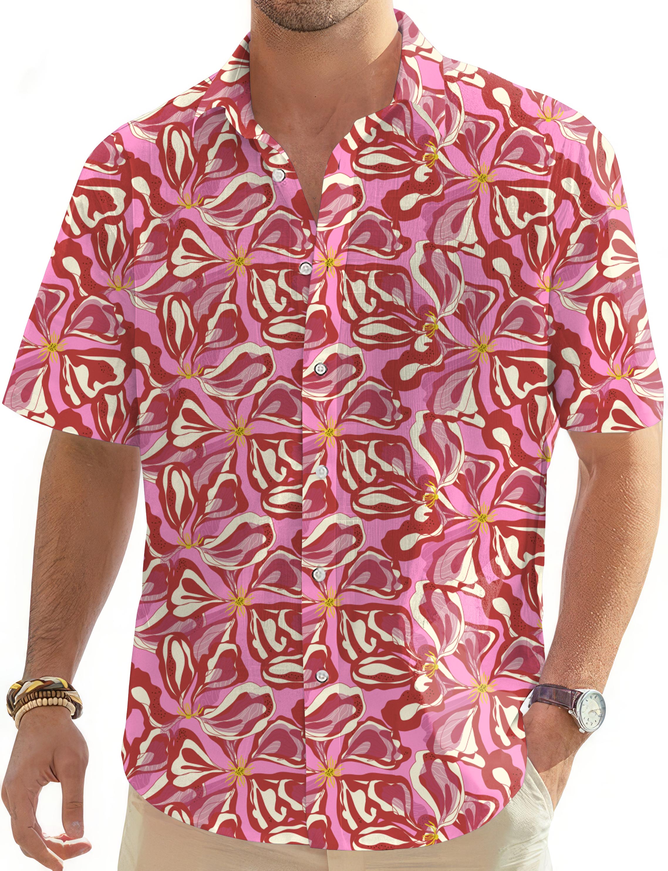 Sunset Blossom-Men's Golf Hawaiian Shirts Button Down Shirt