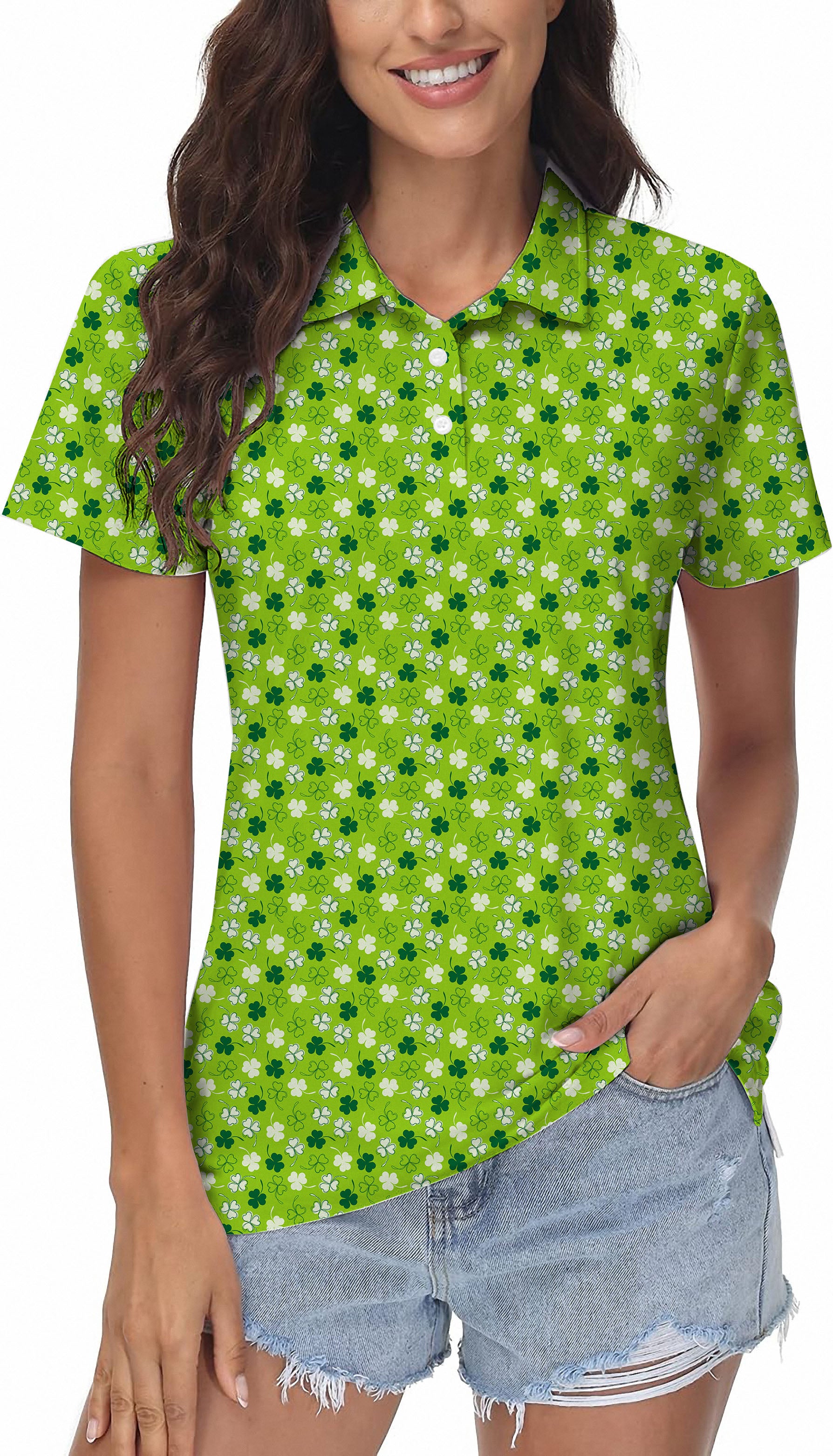 Leaf clover St. Patrick's Day Women's Golf Polo