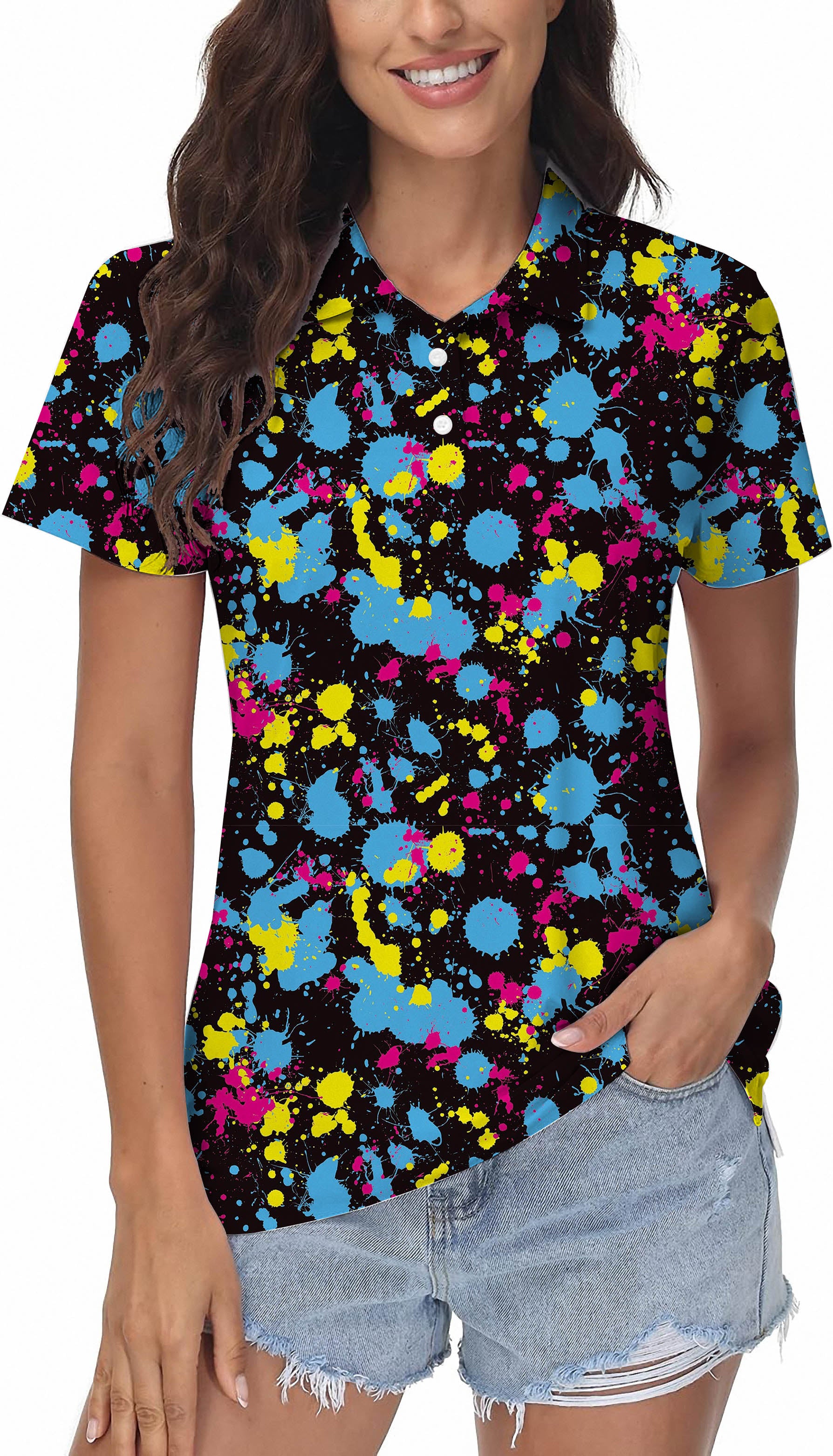 Women's Paint Splatter Golf Polo