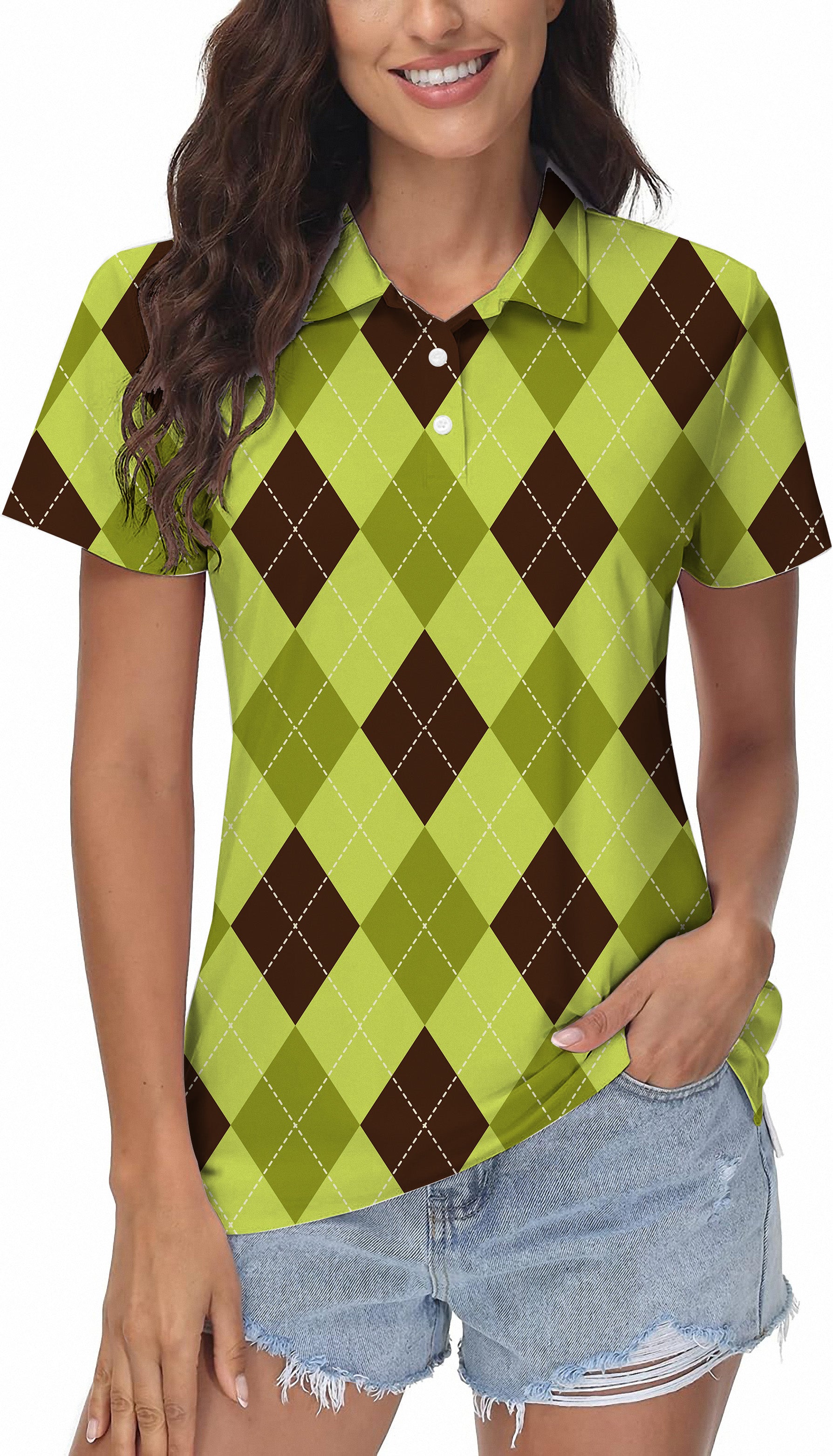 Yollow Argyle Women's Golf Polo