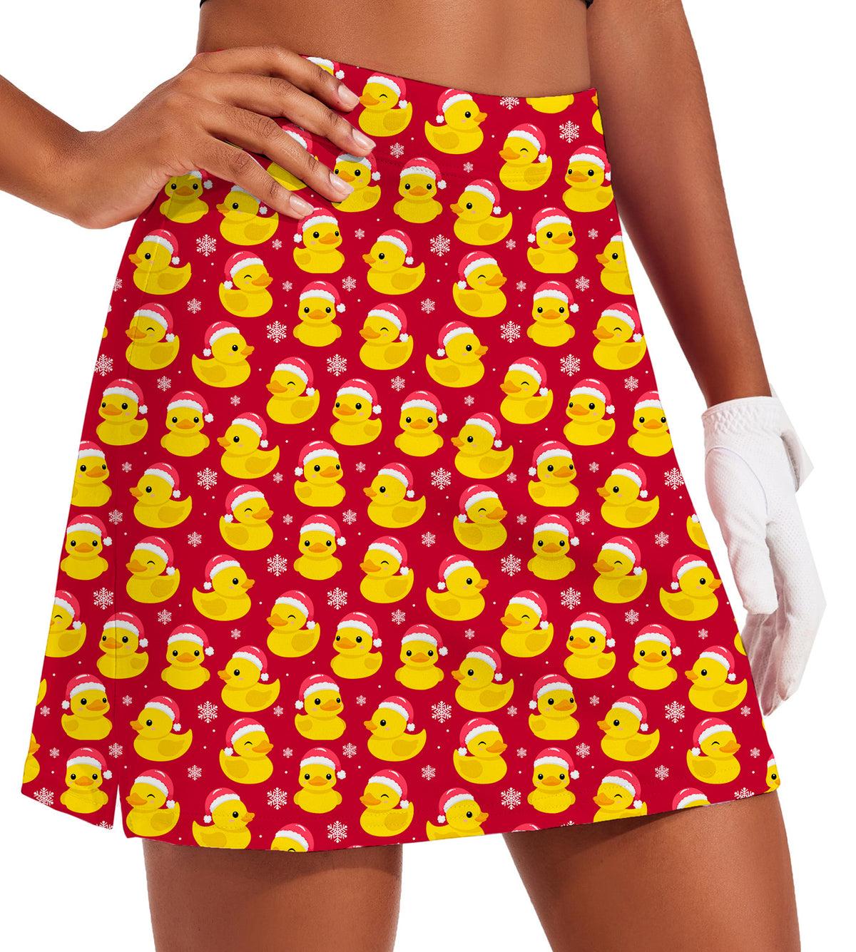 Women's - Christmas Yellow Duck Golf Skirts Inner Shorts Pocket
