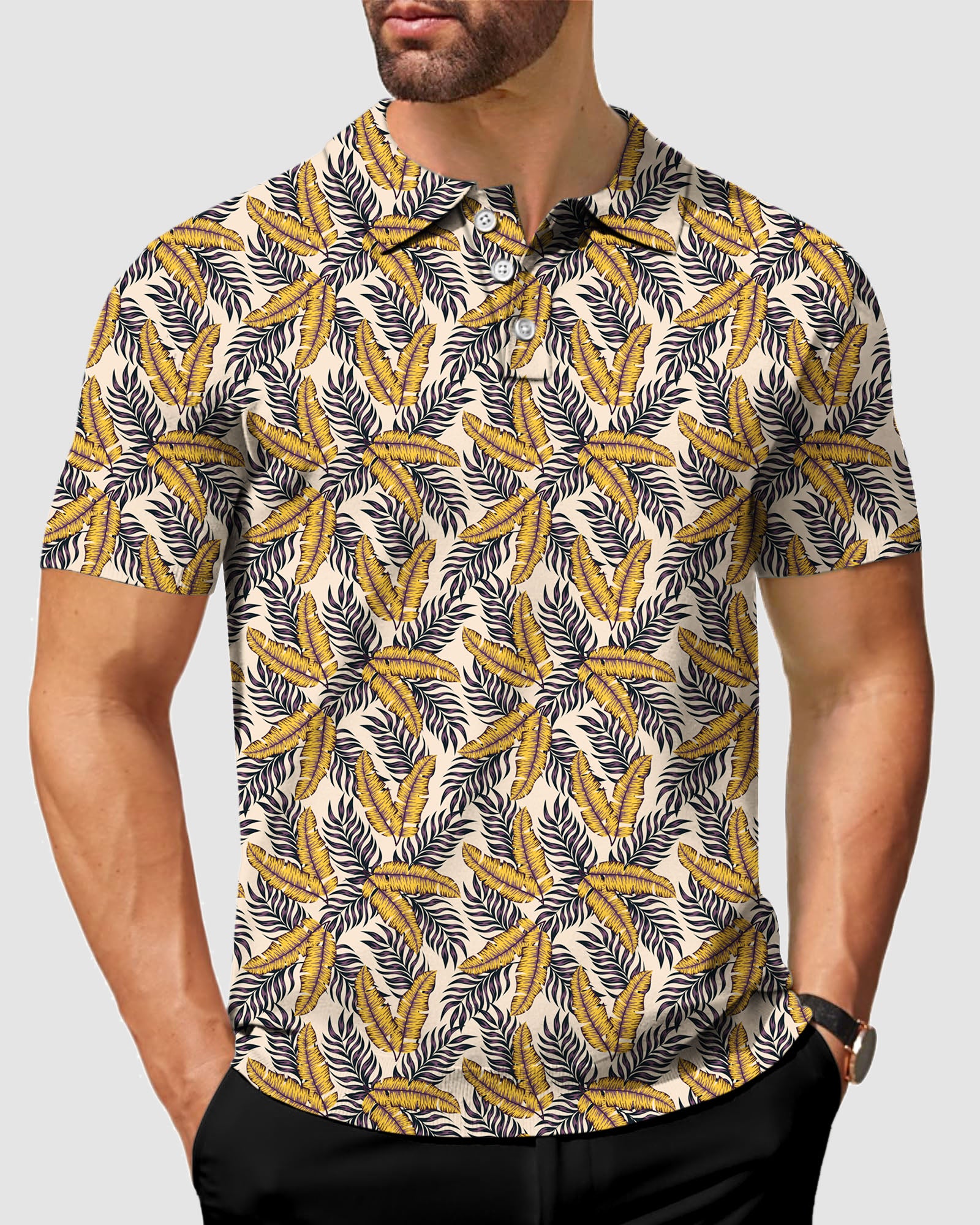 Men's Golden Tropics Golf Polo