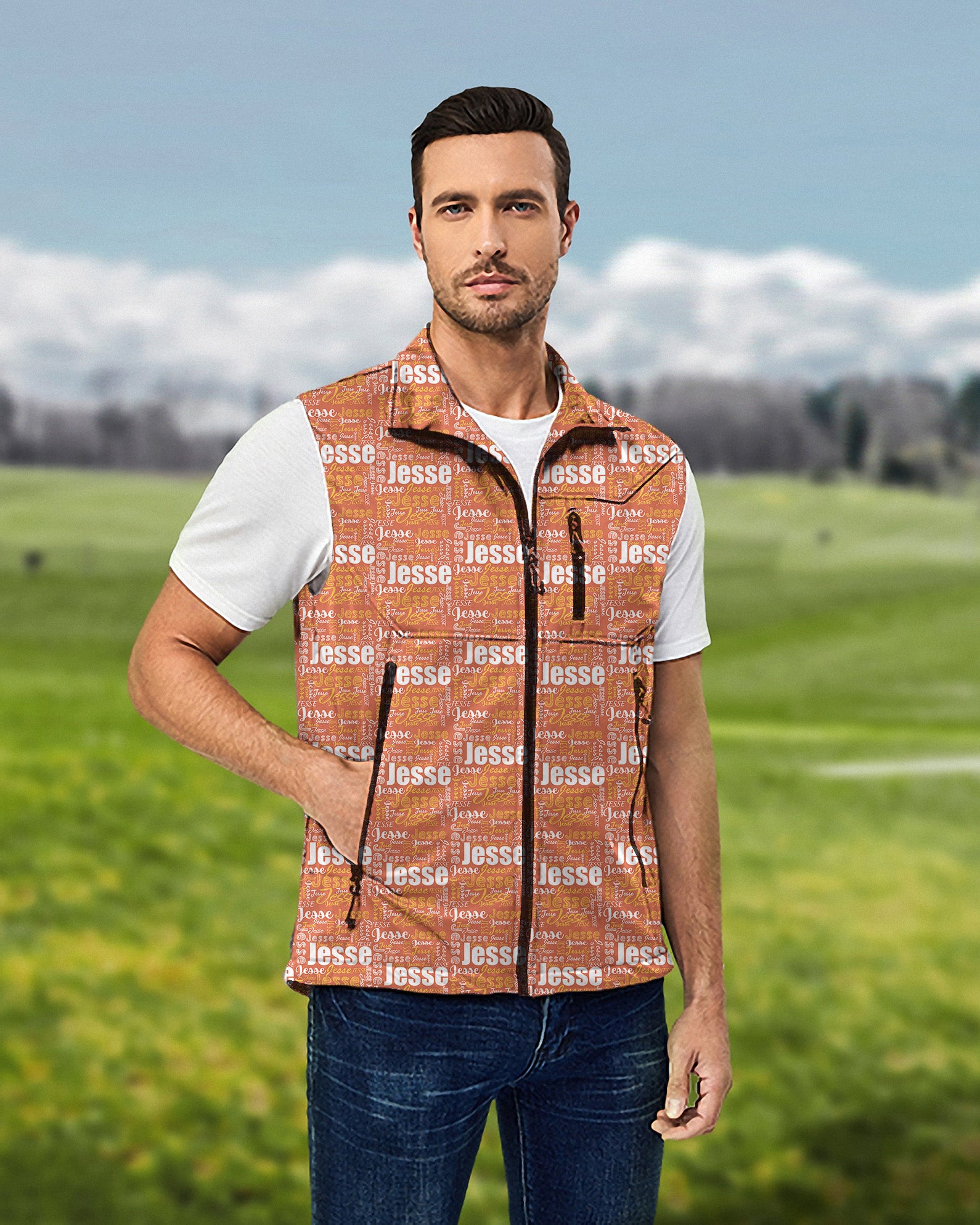 Men's Custom name capper Lightweight Softshell Vest Sleeveless Jacket for Golf Windproof Waterproof