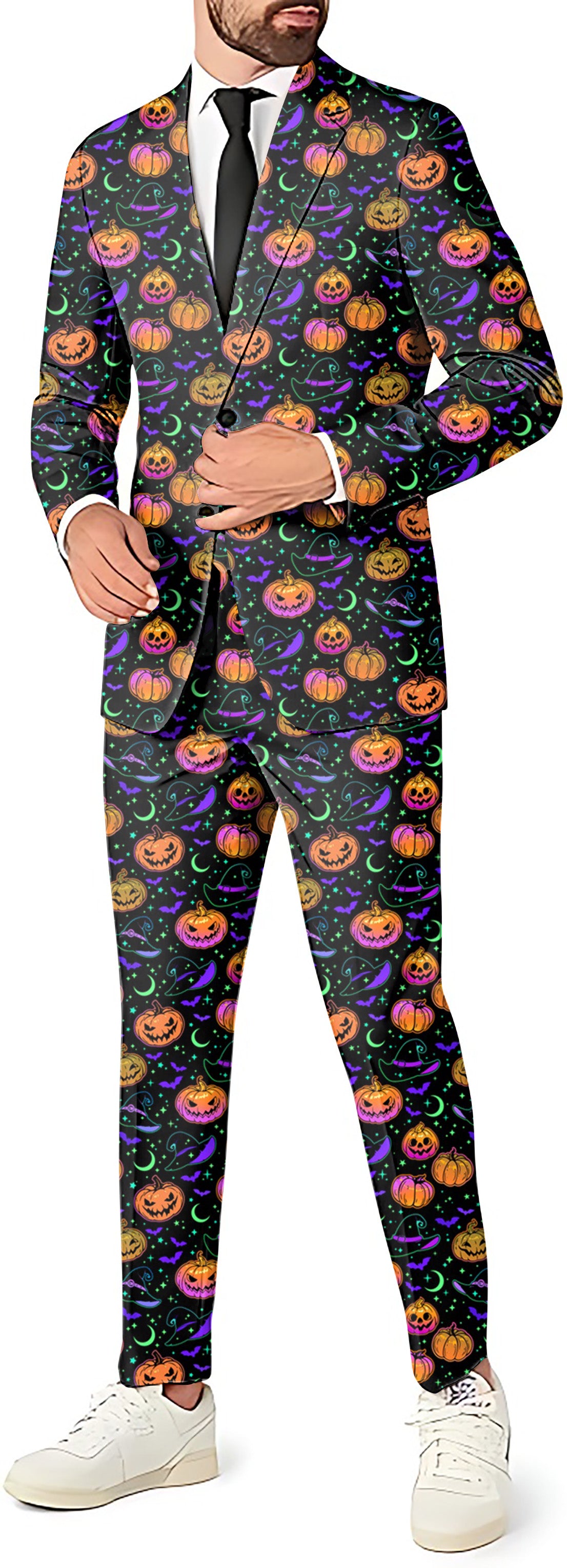 Neon Magical Pumpkin Men's Party Costumes-Theme Party 2 or 3pcs Suit set-Blazer Pants & Vest