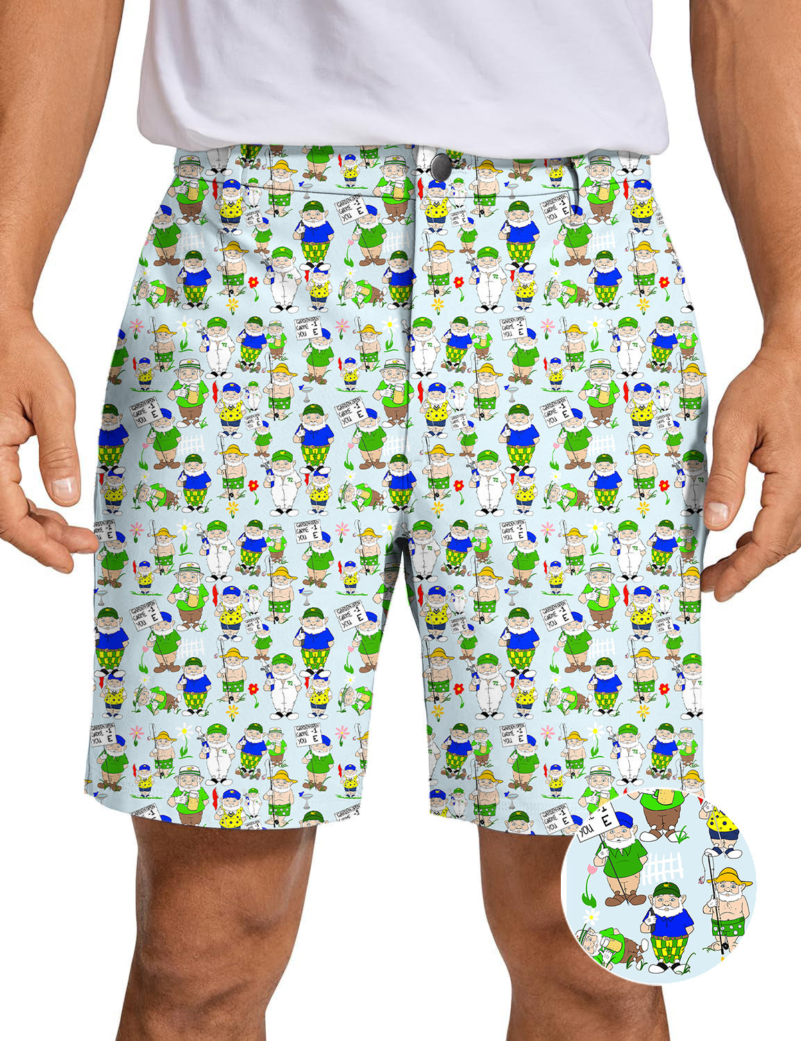 Men's  Gnome Garden Open Designer style Golf Shorts