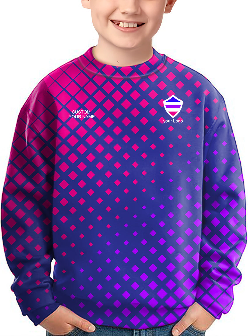 blue purple pink sport Team Crewneck Pullover Kids Ugly Sweater