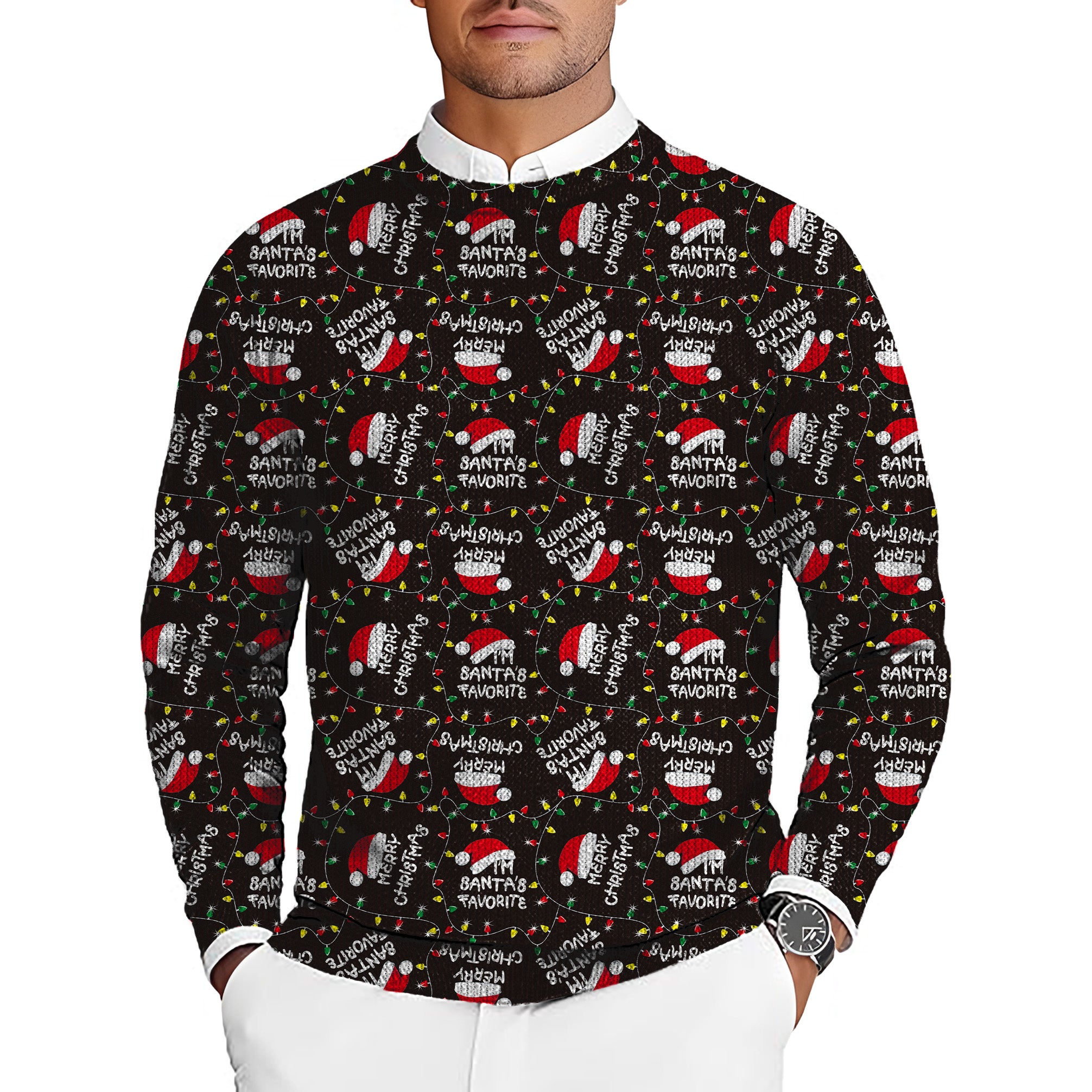 Merry Christmas Men's Golf Crewneck Pullover Sweaters Ugly Sweater