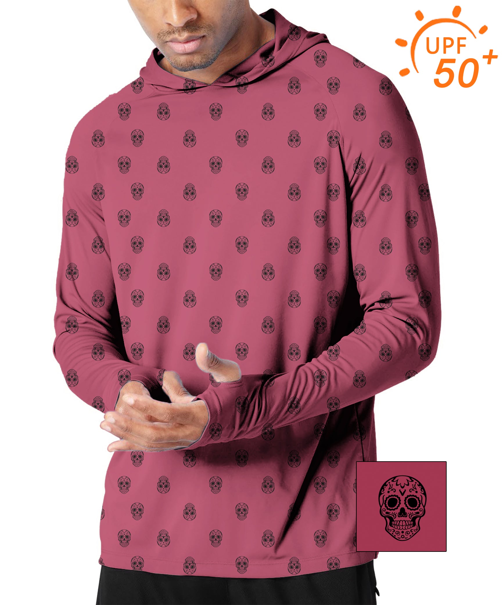 Men's Outdoor Skull Custom The Background Color Golf Sun Protection Slim Fit  hoodies