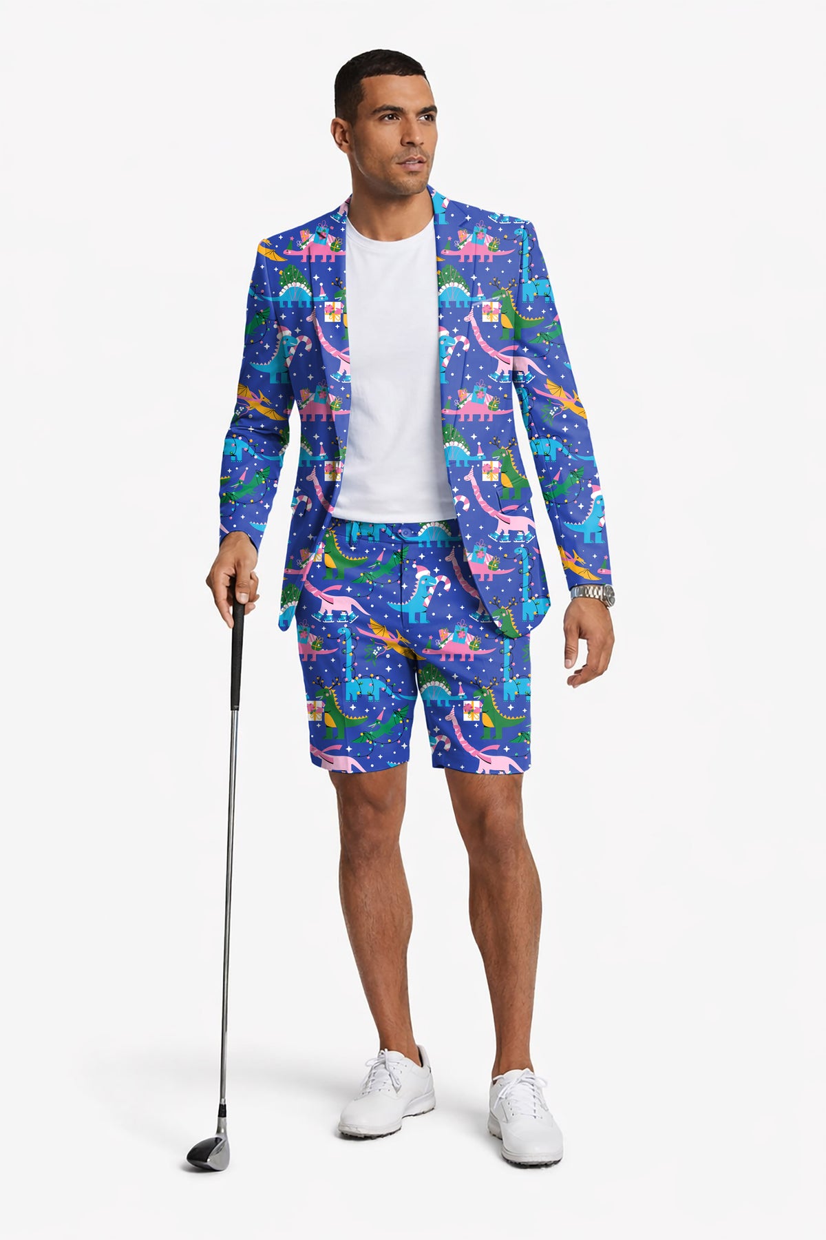 Christmas Dinosaur Men's Party Costumes-Theme Party 2pcs Suit set-Blazer Shorts